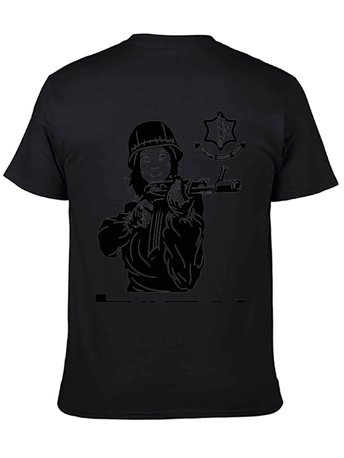 Black Graphic Tee - Armed Soldier Design