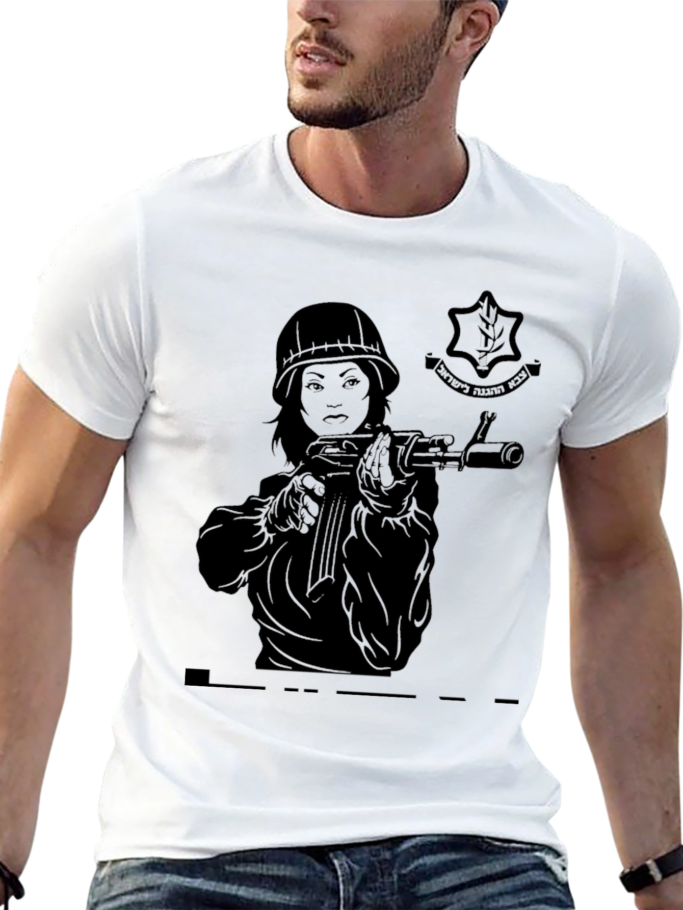 Black Graphic Tee - Armed Soldier Design