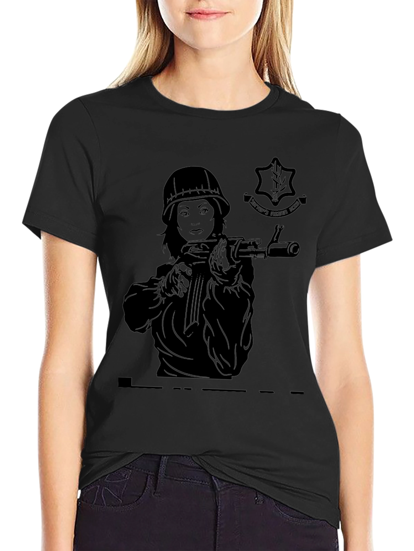 Black Graphic Tee - Armed Soldier Design