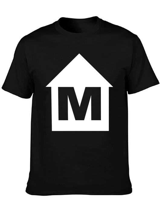 Modern Black Tee with White M Home Graphic