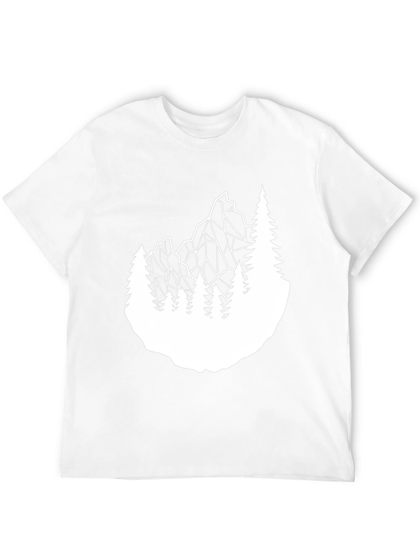 Geometric Mountain & Trees Graphic Tee - Black