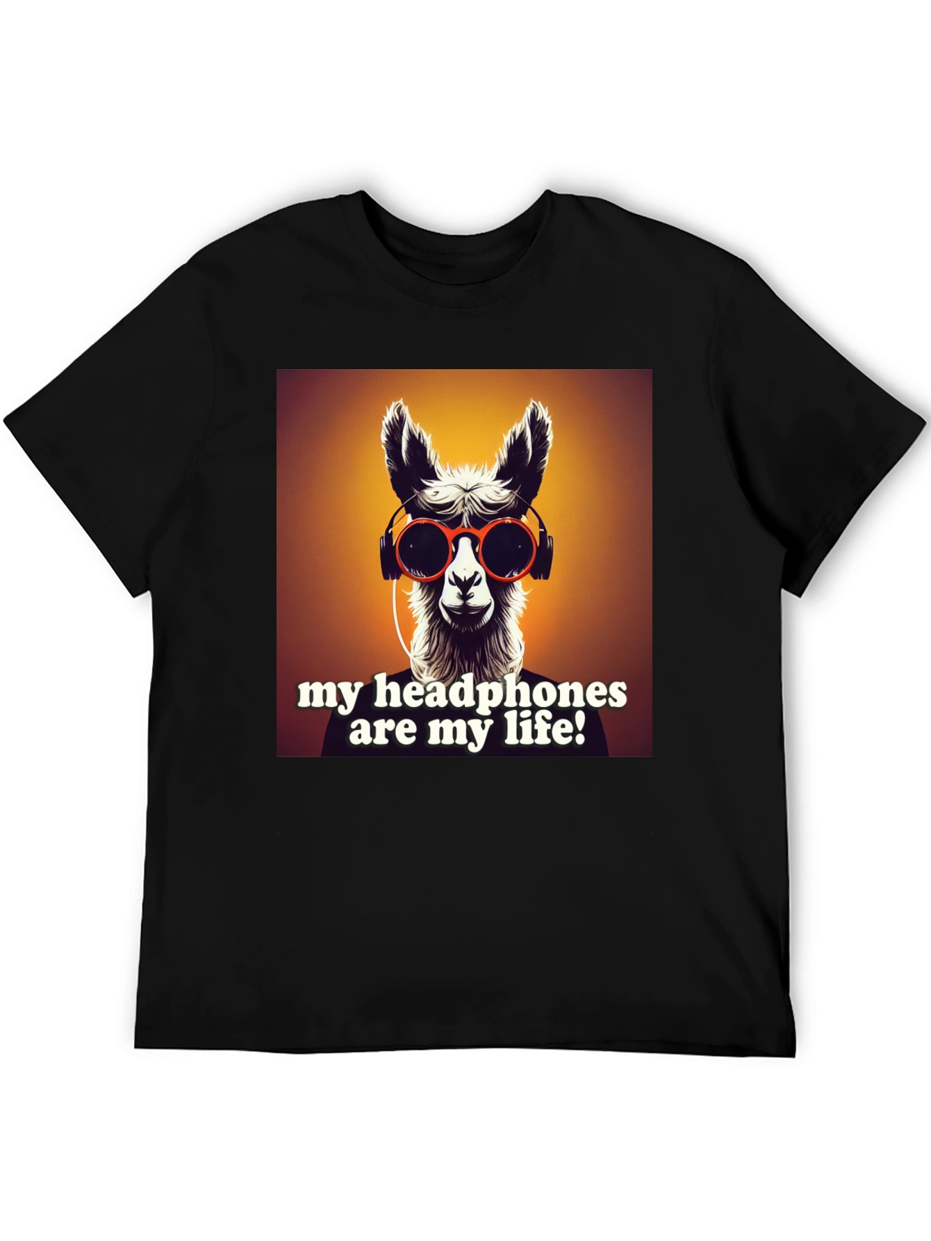 Llama Headphones Graphic Tee - Music Lovers Shirt