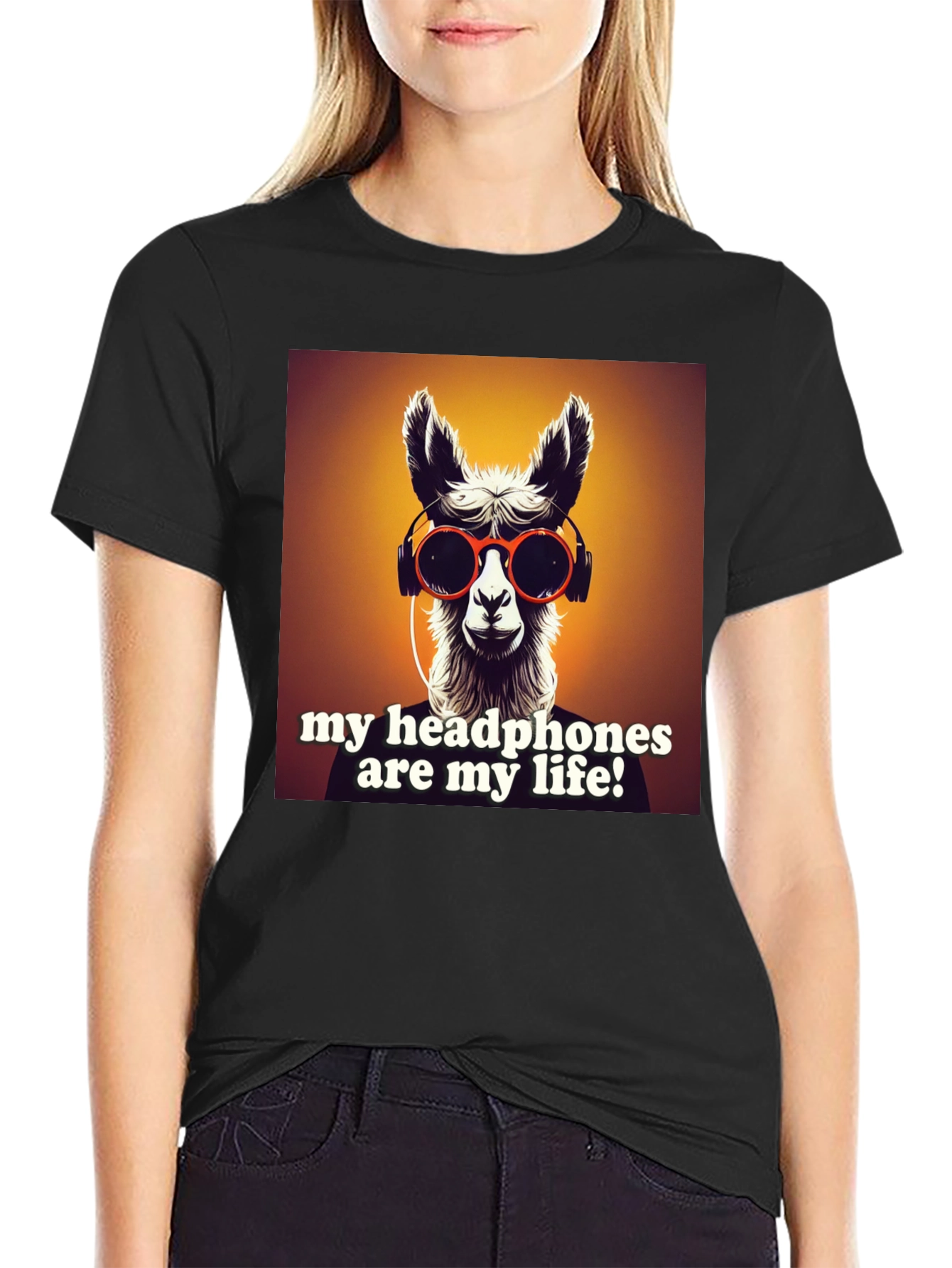 Llama Headphones Graphic Tee - Music Lovers Shirt