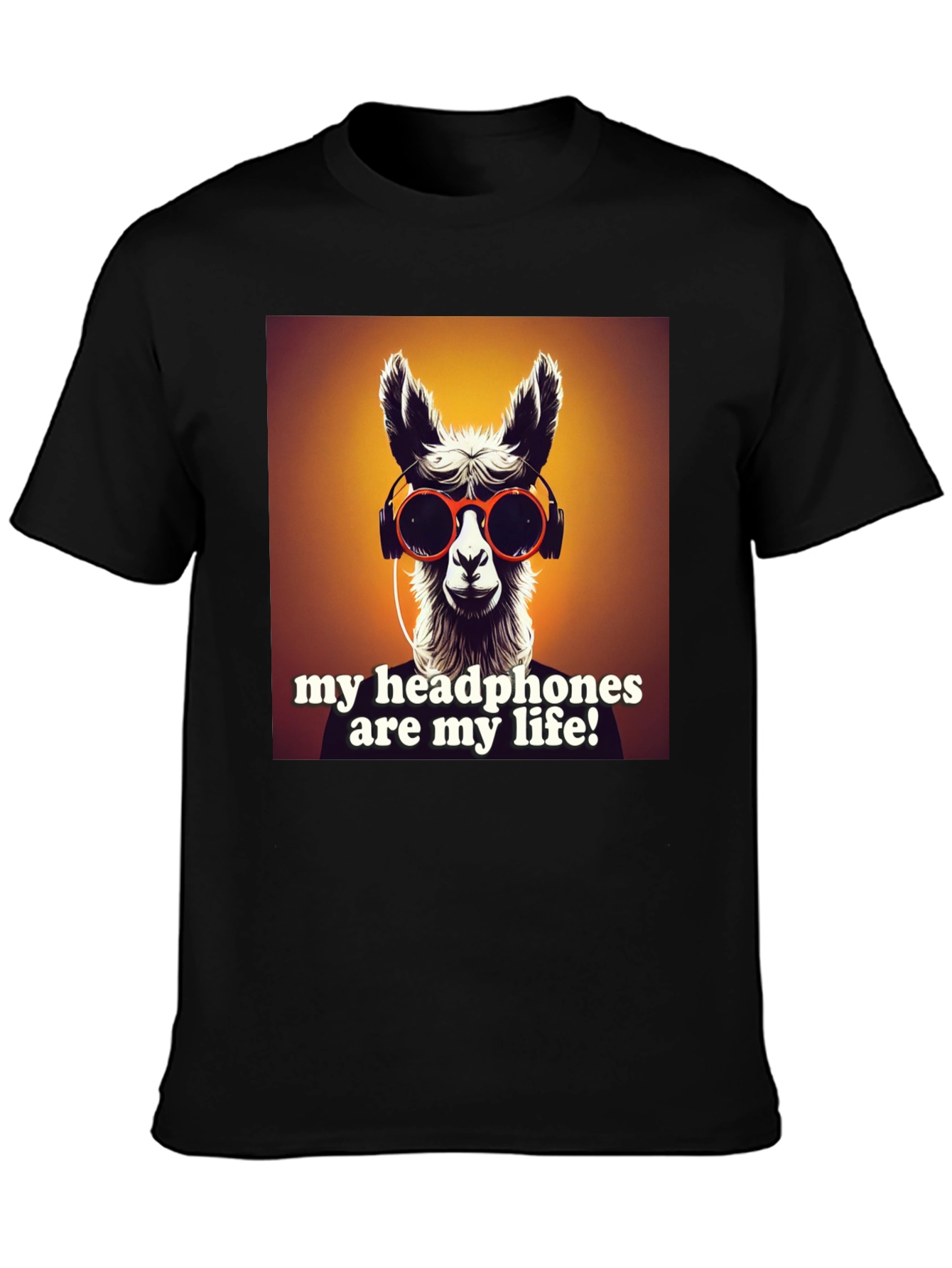 Llama Headphones Graphic Tee - Music Lovers Shirt