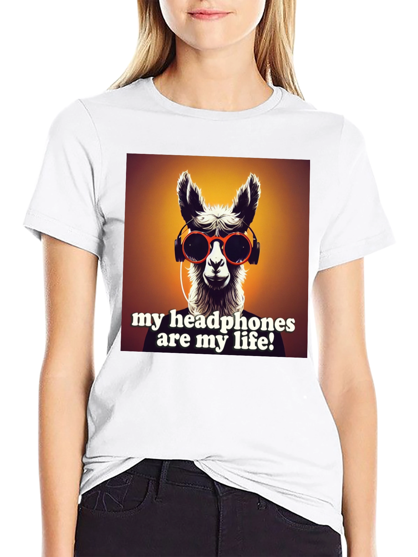 Llama Headphones Graphic Tee - Music Lovers Shirt