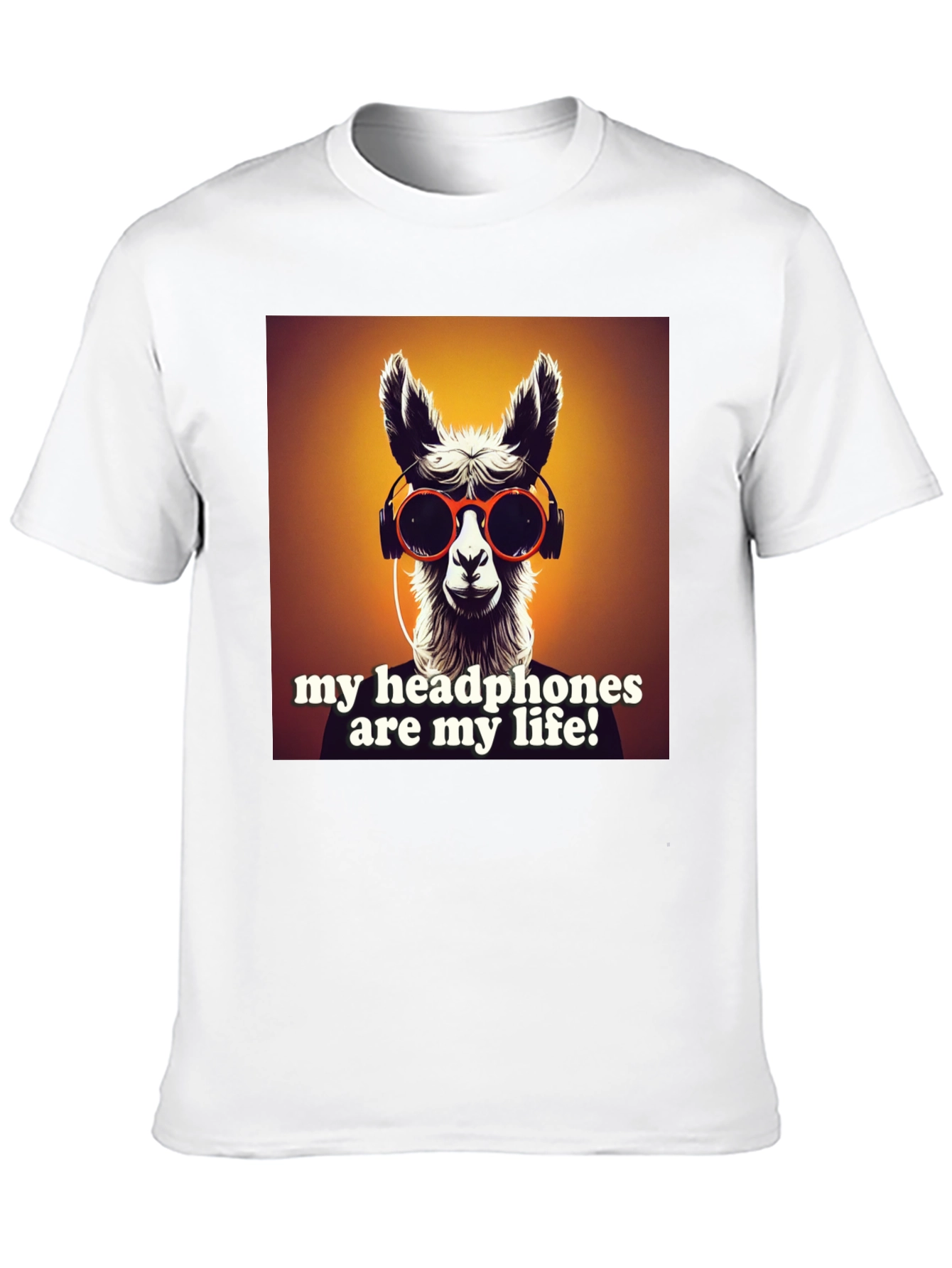 Llama Headphones Graphic Tee - Music Lovers Shirt