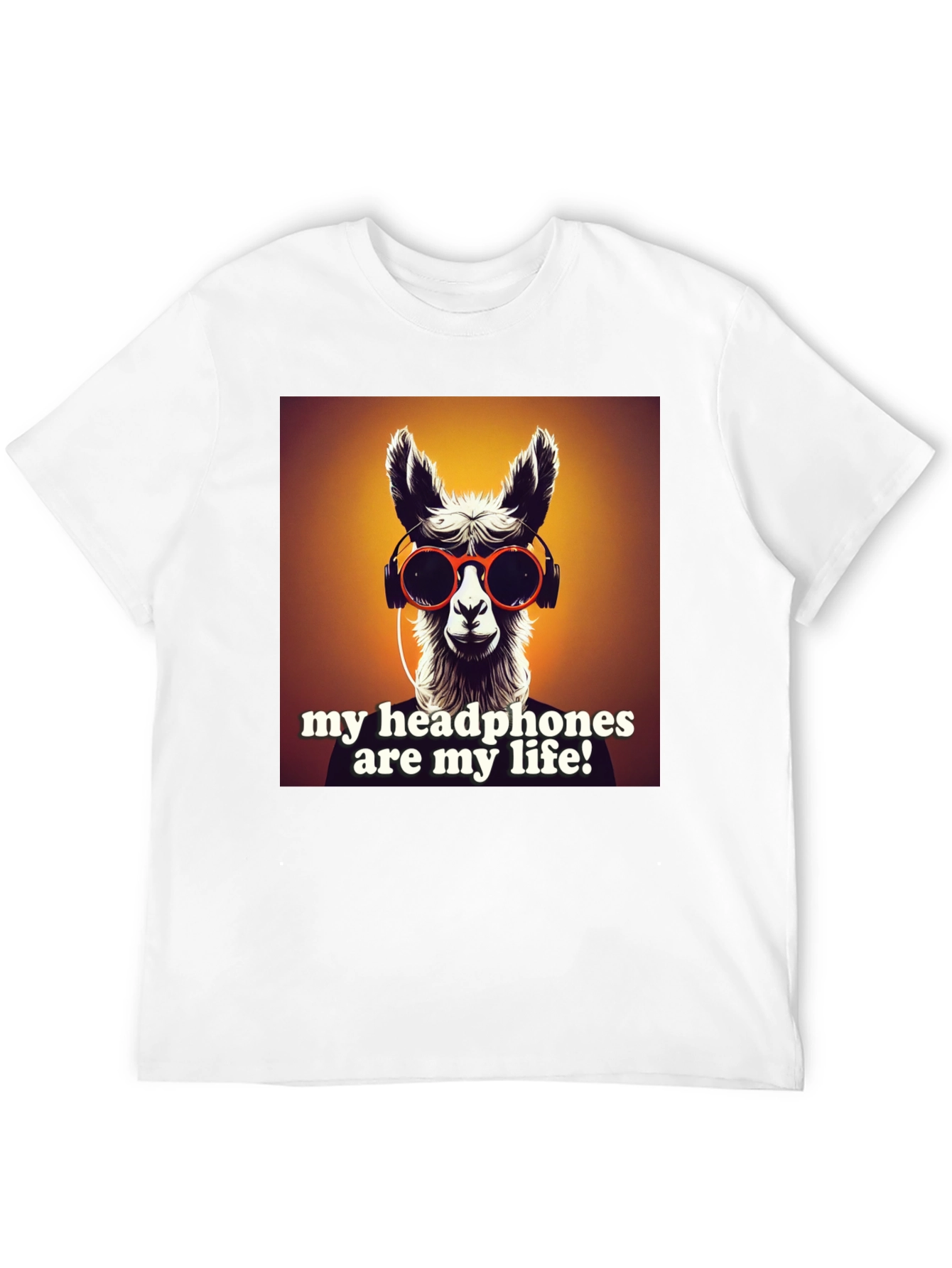 Llama Headphones Graphic Tee - Music Lovers Shirt