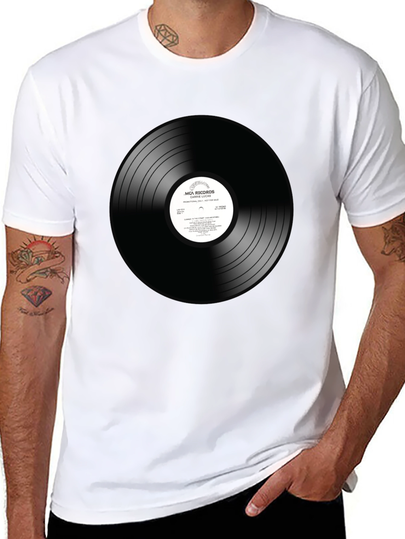 Vinyl Record Graphic T-Shirt - Black
