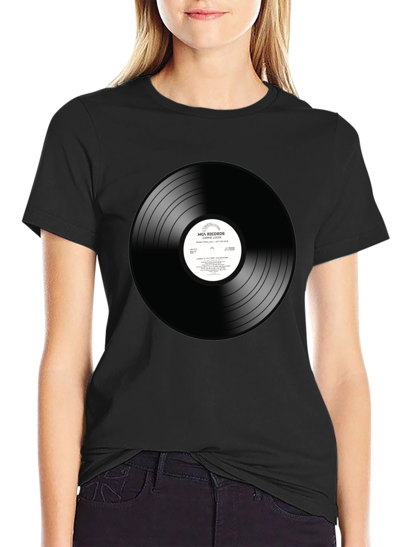 Vinyl Record Graphic T-Shirt - Black
