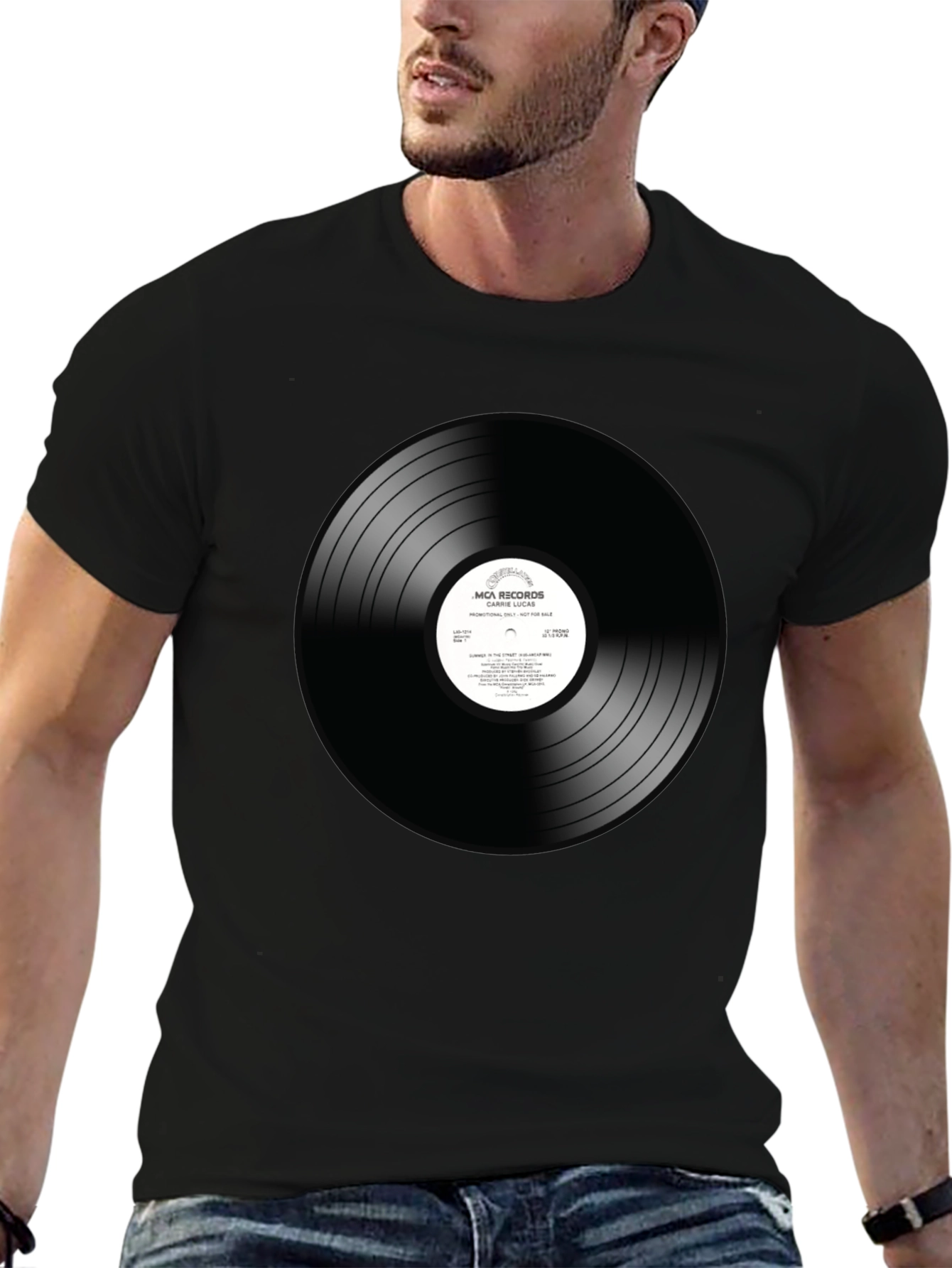 Vinyl Record Graphic T-Shirt - Black