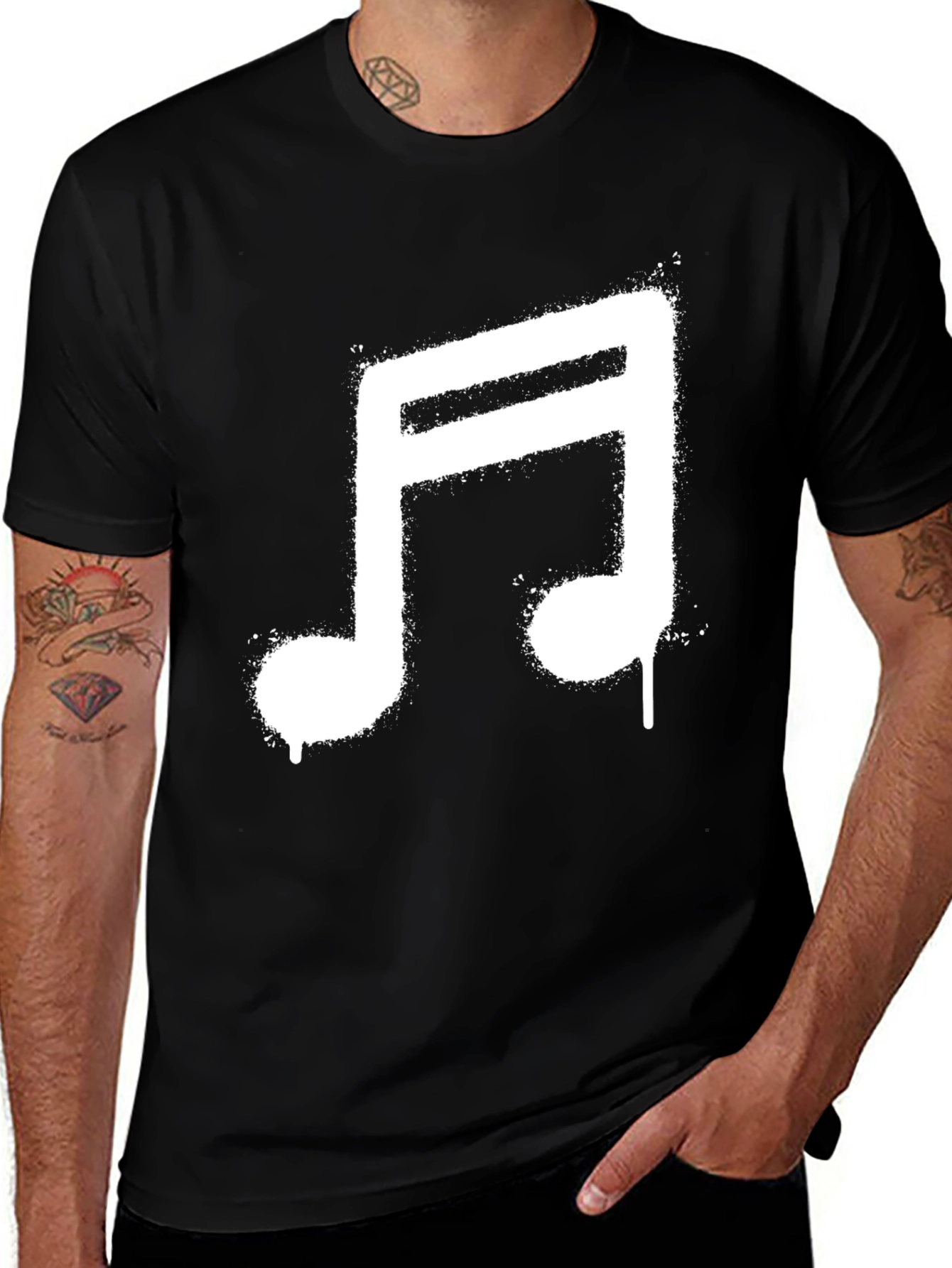 Music Note Graphic Tee - Stylish Black T-Shirt