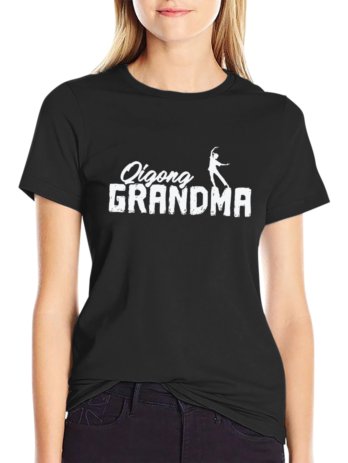 Qigong Grandma Black T-Shirt - Dancer Graphic