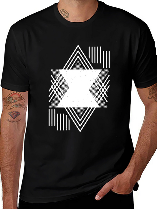 Geometric Graphic Print Black Tee