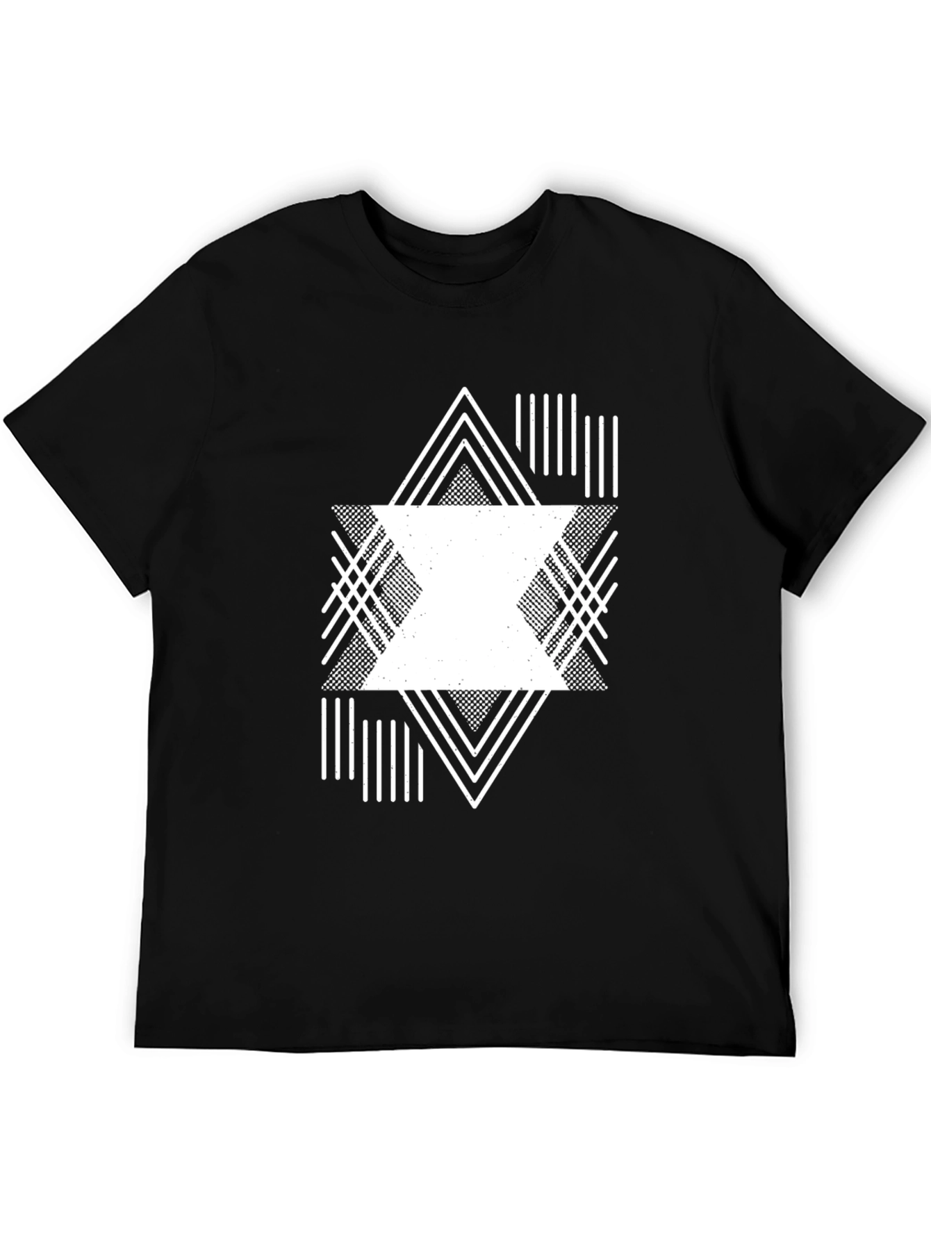 Geometric Graphic Print Black Tee