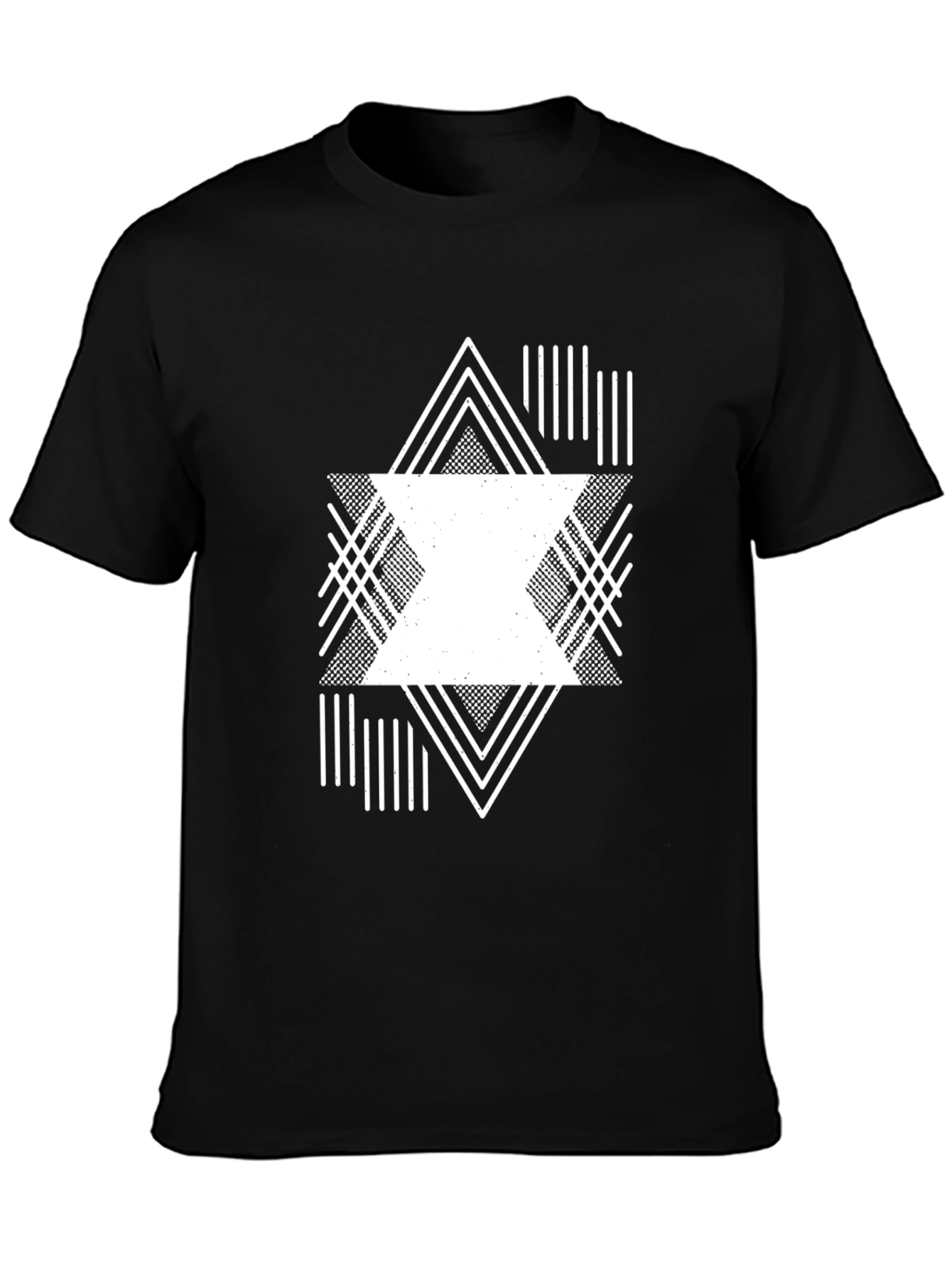 Geometric Graphic Print Black Tee