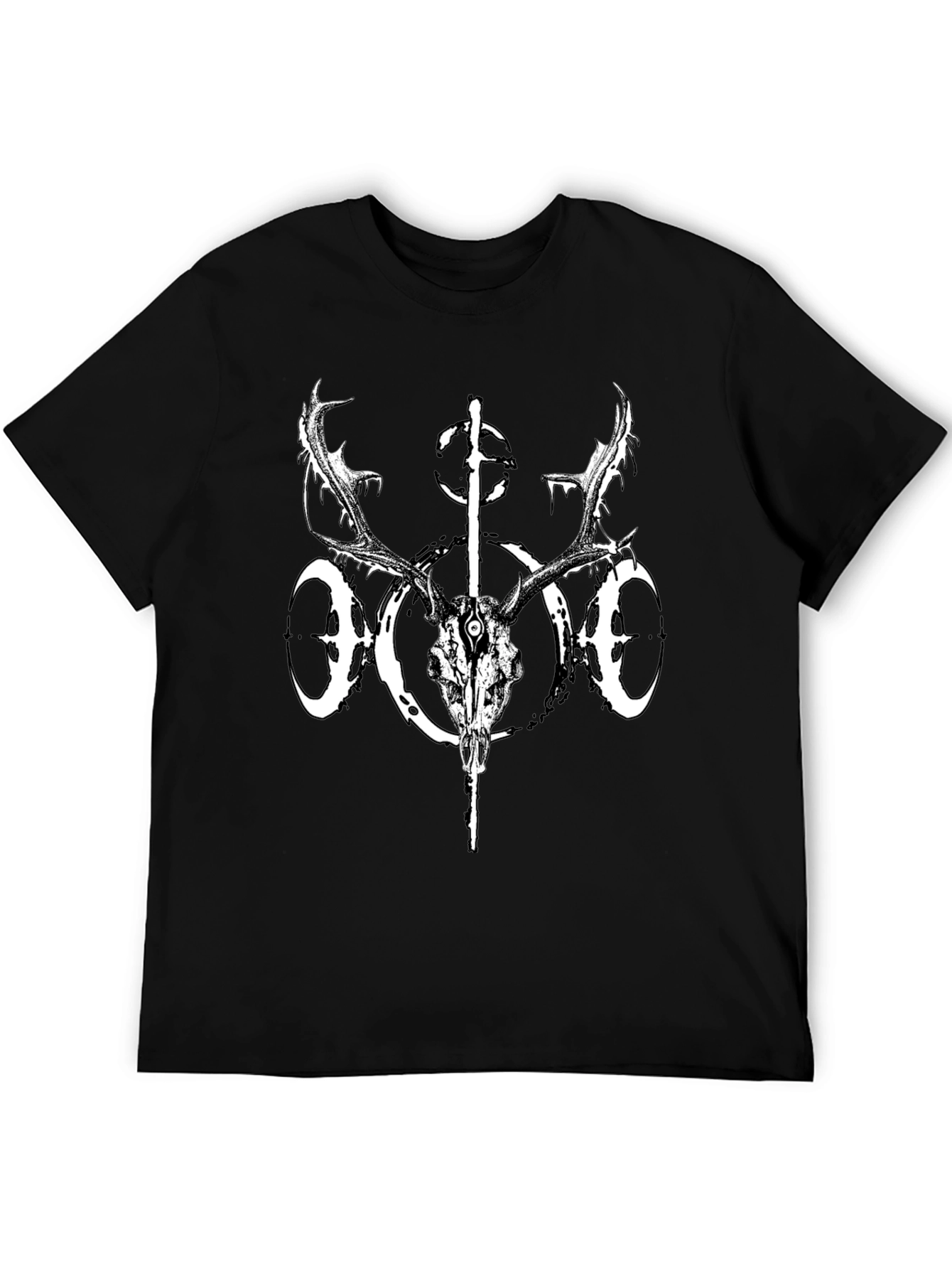 Black Deer Skull Graphic Tee
