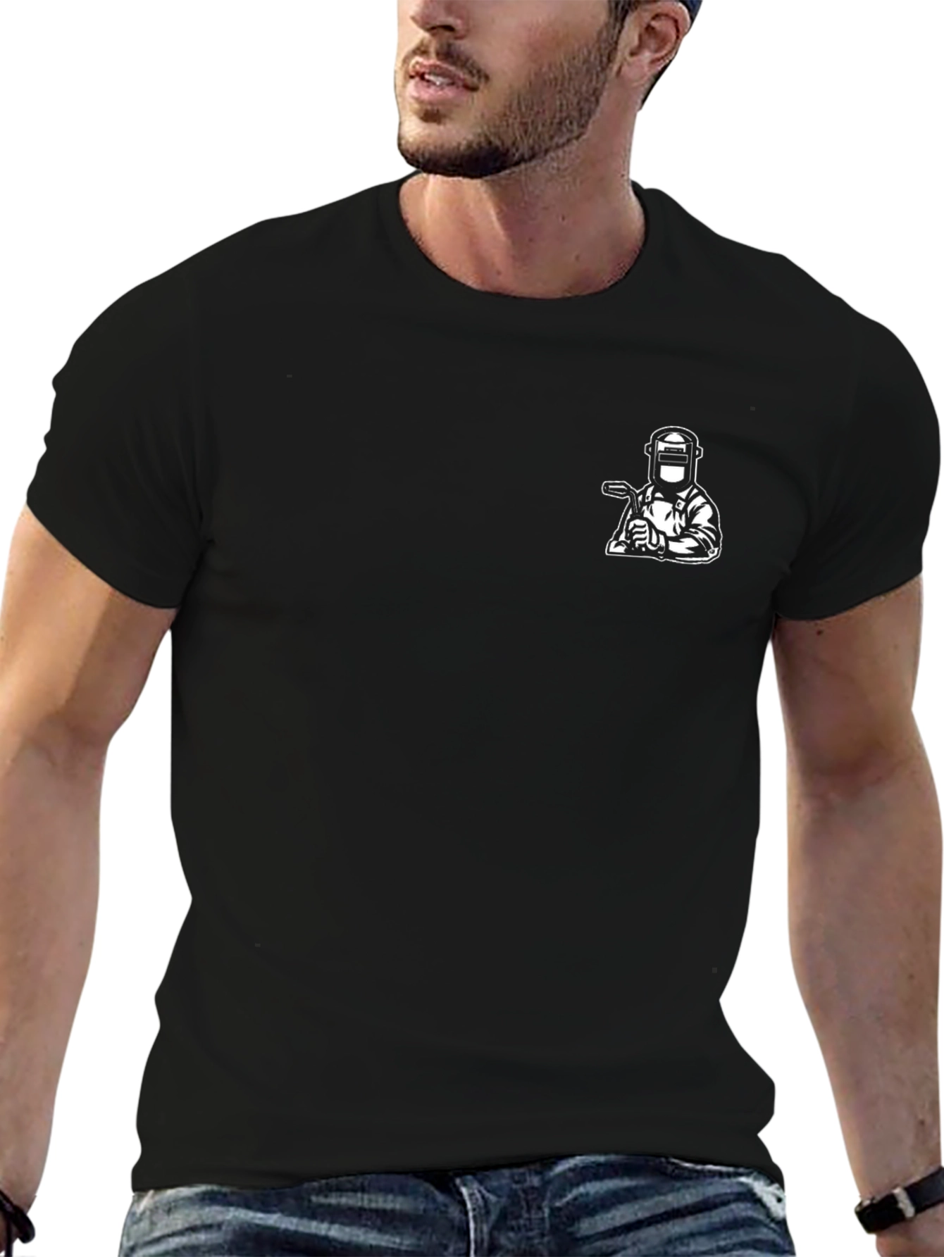 Welder Graphic T-Shirt - Black Crew Neck Tee