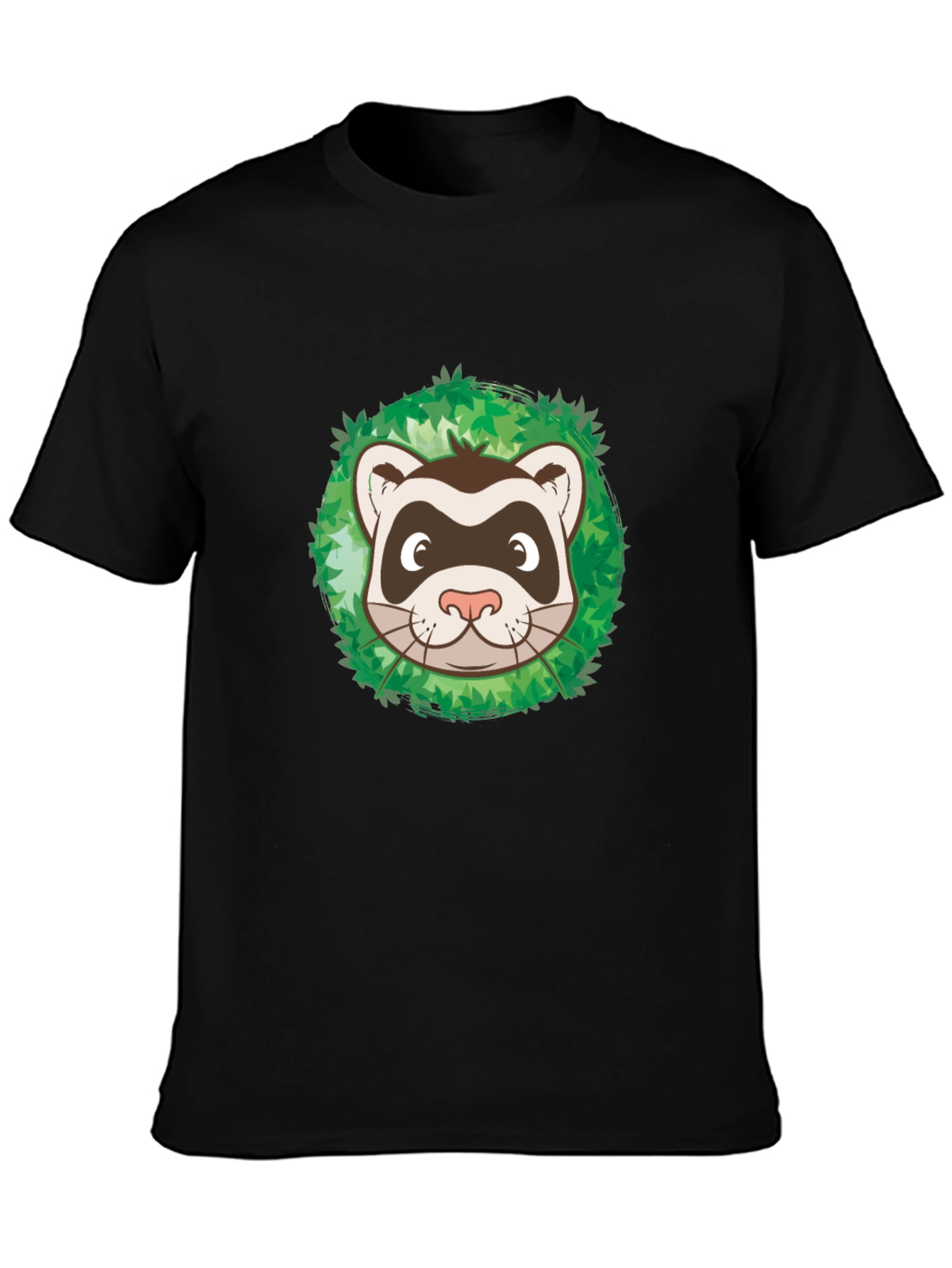 Ferret in Leaves Graphic Tee - Black Unisex T-Shirt