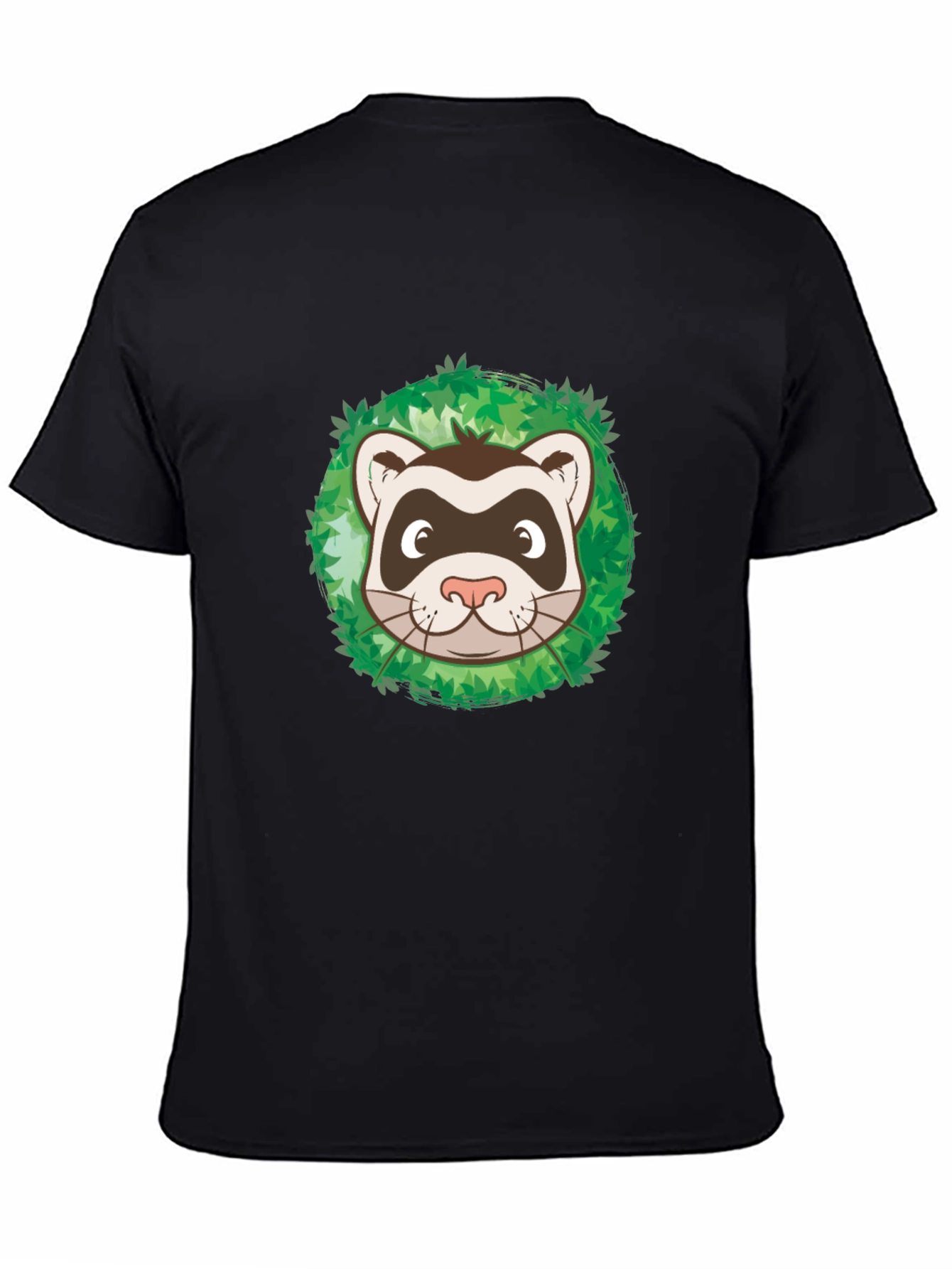 Ferret in Leaves Graphic Tee - Black Unisex T-Shirt