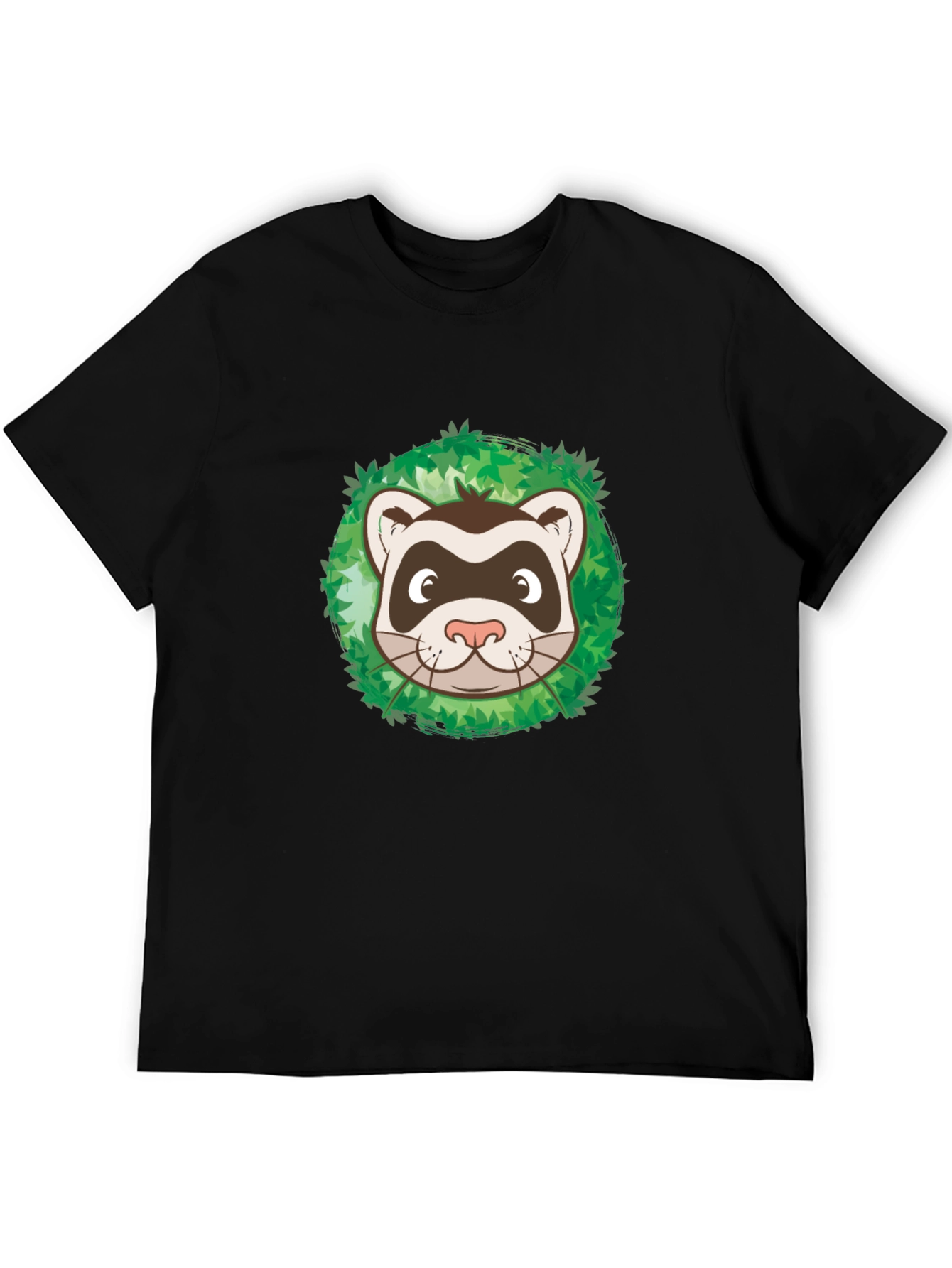 Ferret in Leaves Graphic Tee - Black Unisex T-Shirt