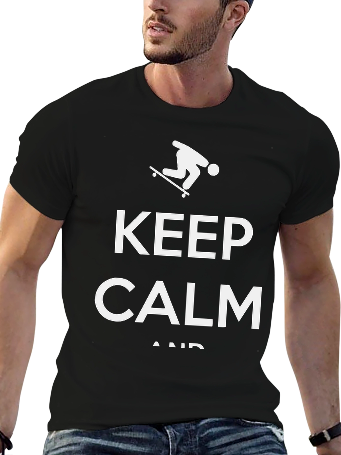 Keep Calm Skateboarder Graphic Tee - Black