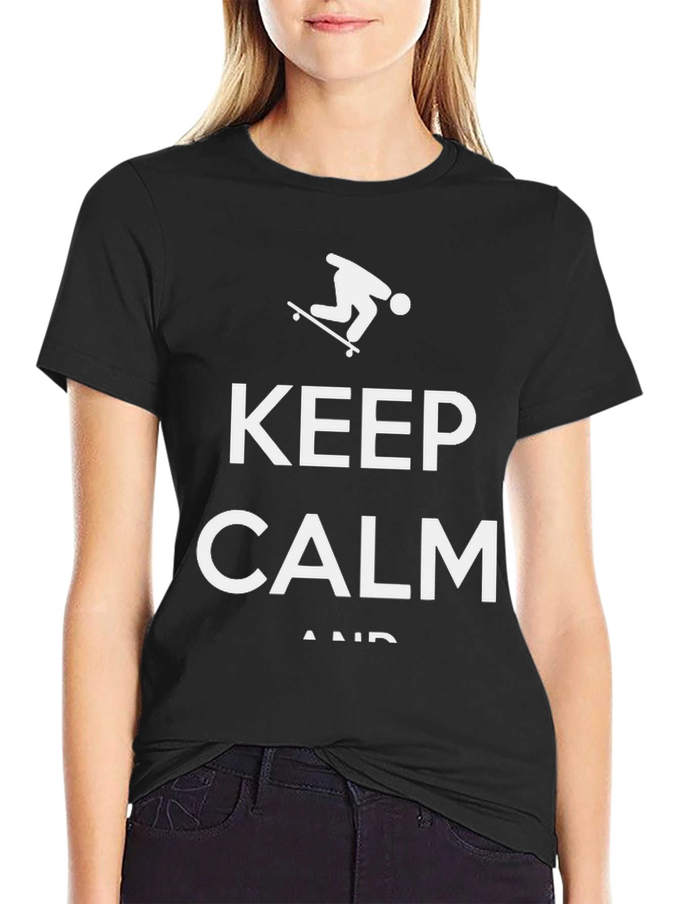 Keep Calm Skateboarder Graphic Tee - Black