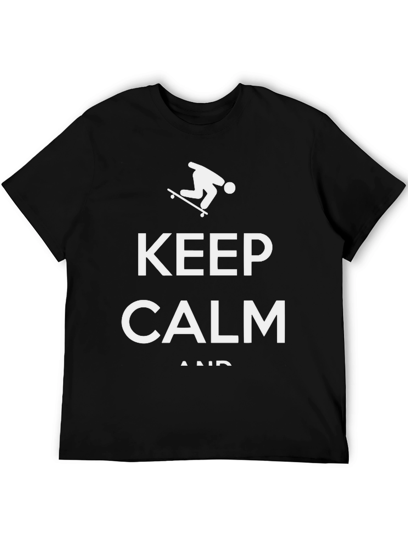 Keep Calm Skateboarder Graphic Tee - Black