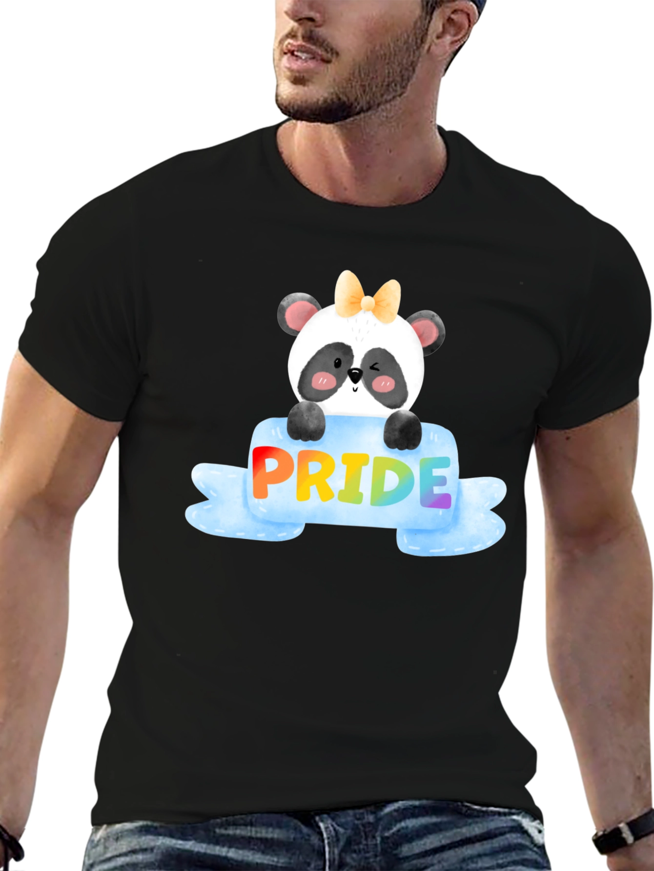 Pride Panda Bear Black T-Shirt