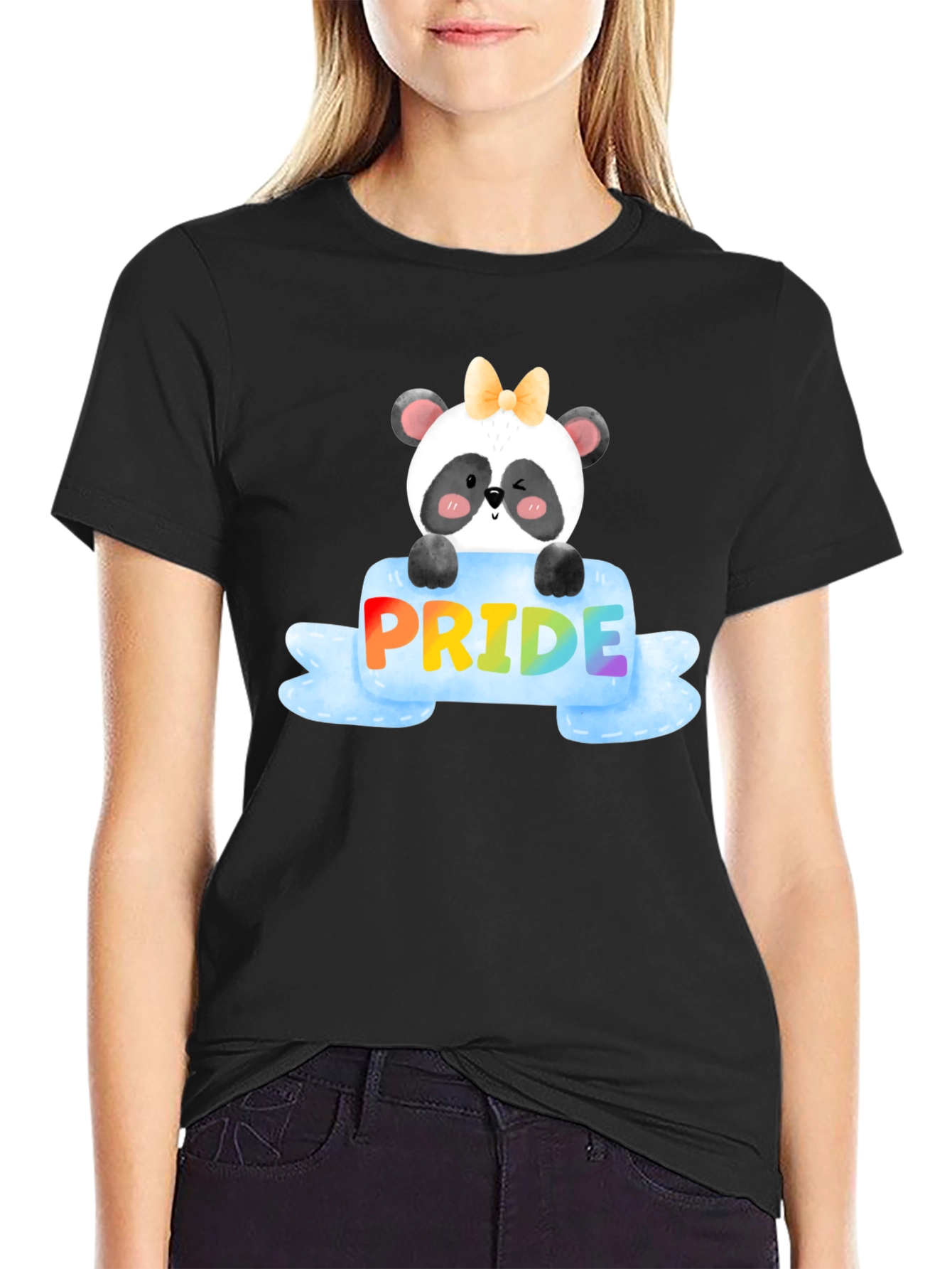 Pride Panda Bear Black T-Shirt