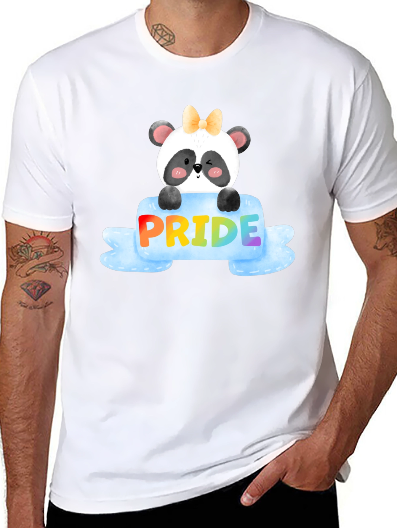 Pride Panda Bear Black T-Shirt