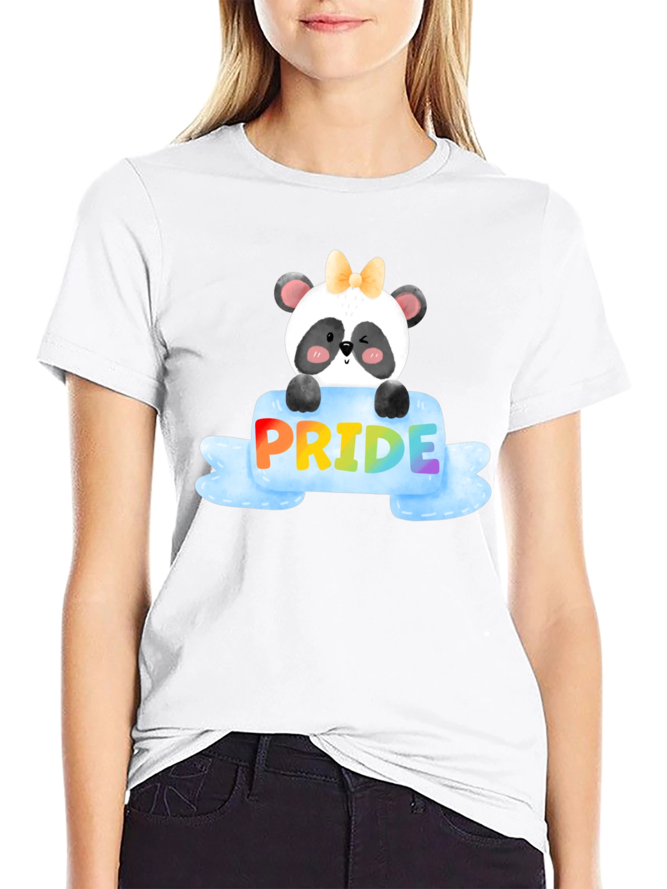 Pride Panda Bear Black T-Shirt
