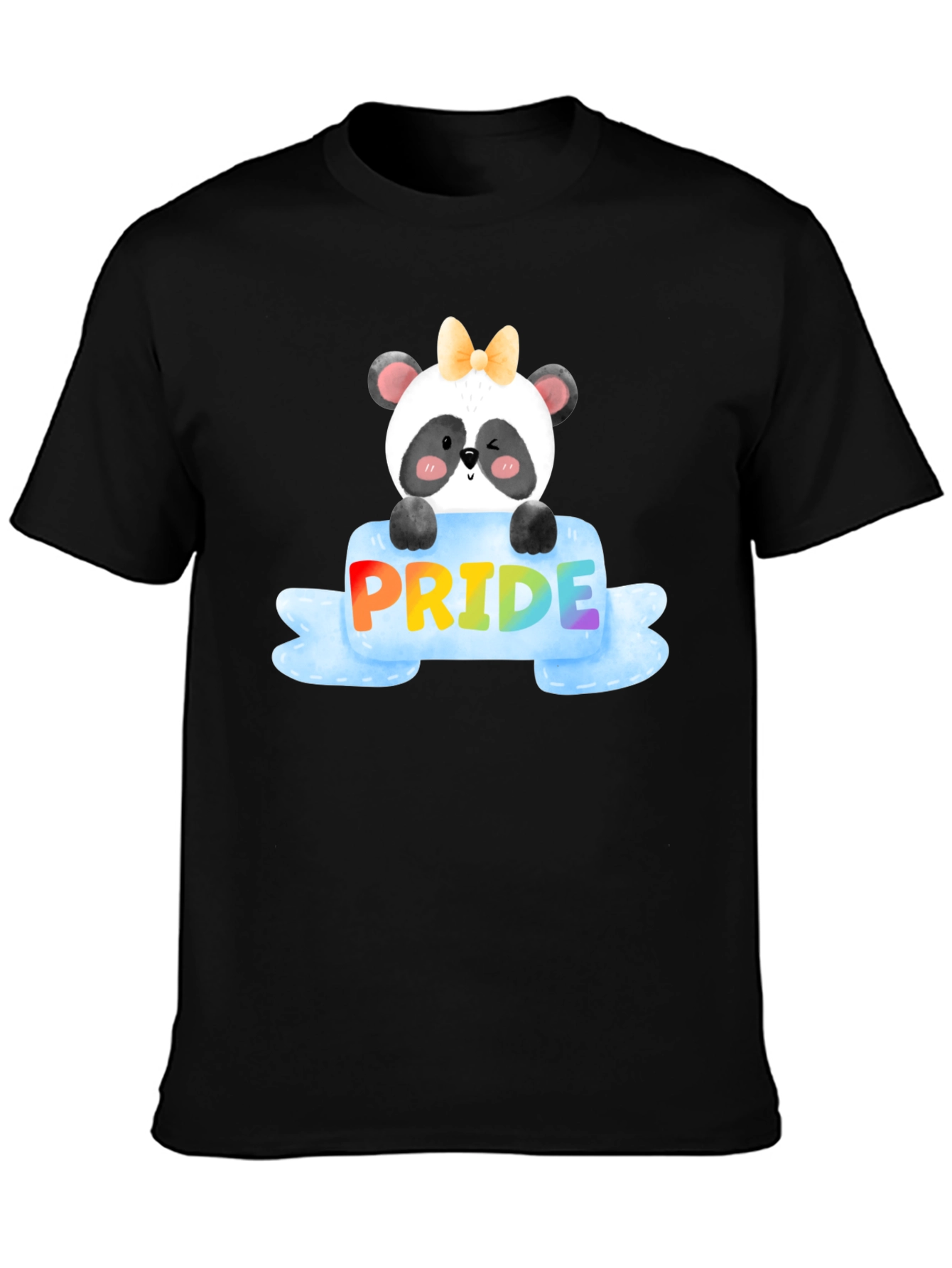 Pride Panda Bear Black T-Shirt
