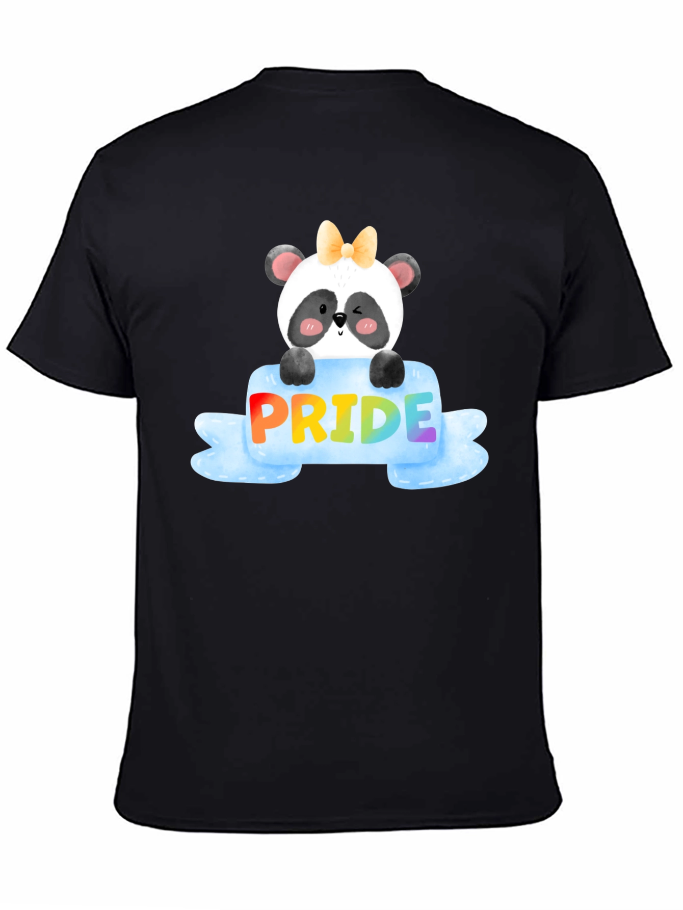 Pride Panda Bear Black T-Shirt
