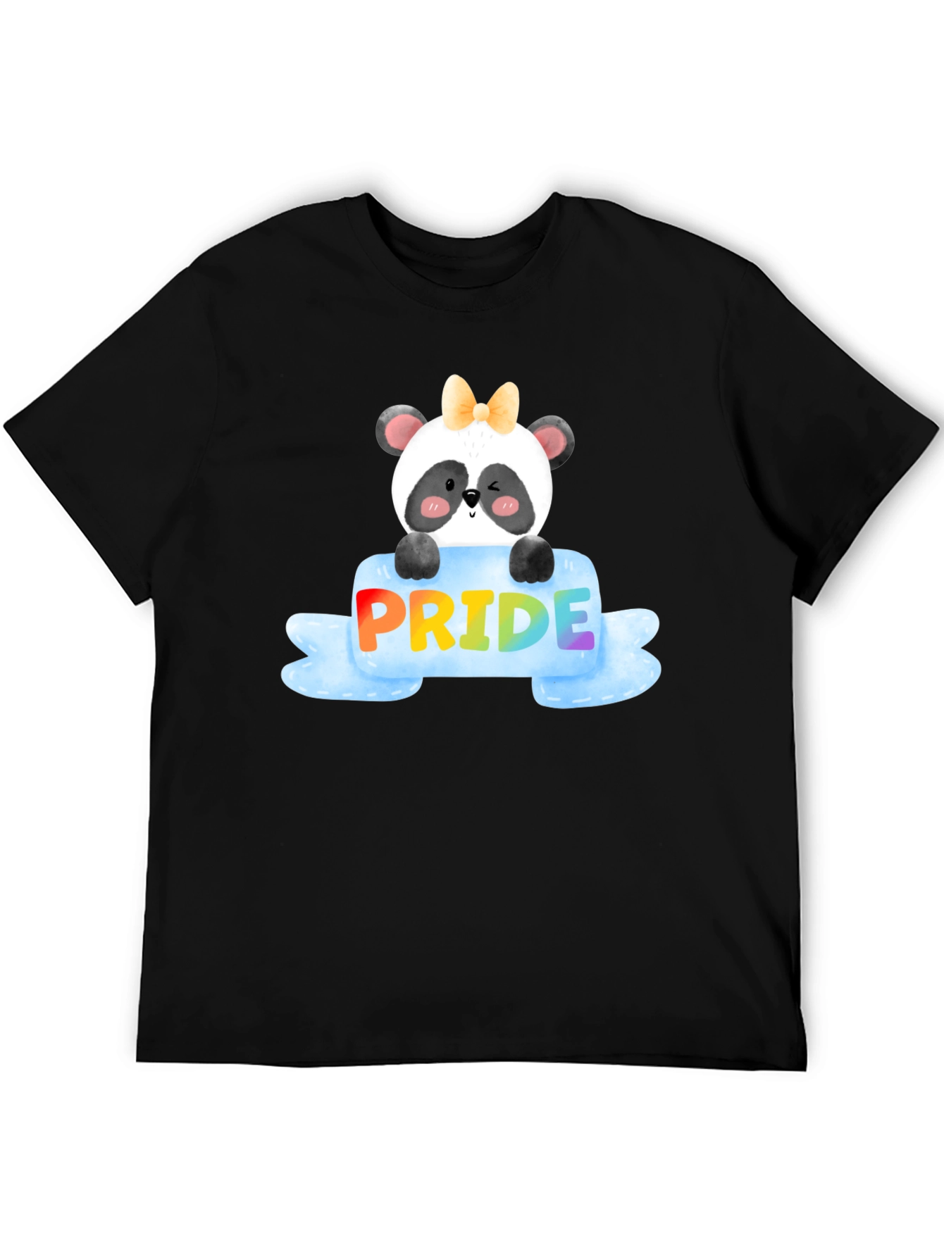 Pride Panda Bear Black T-Shirt