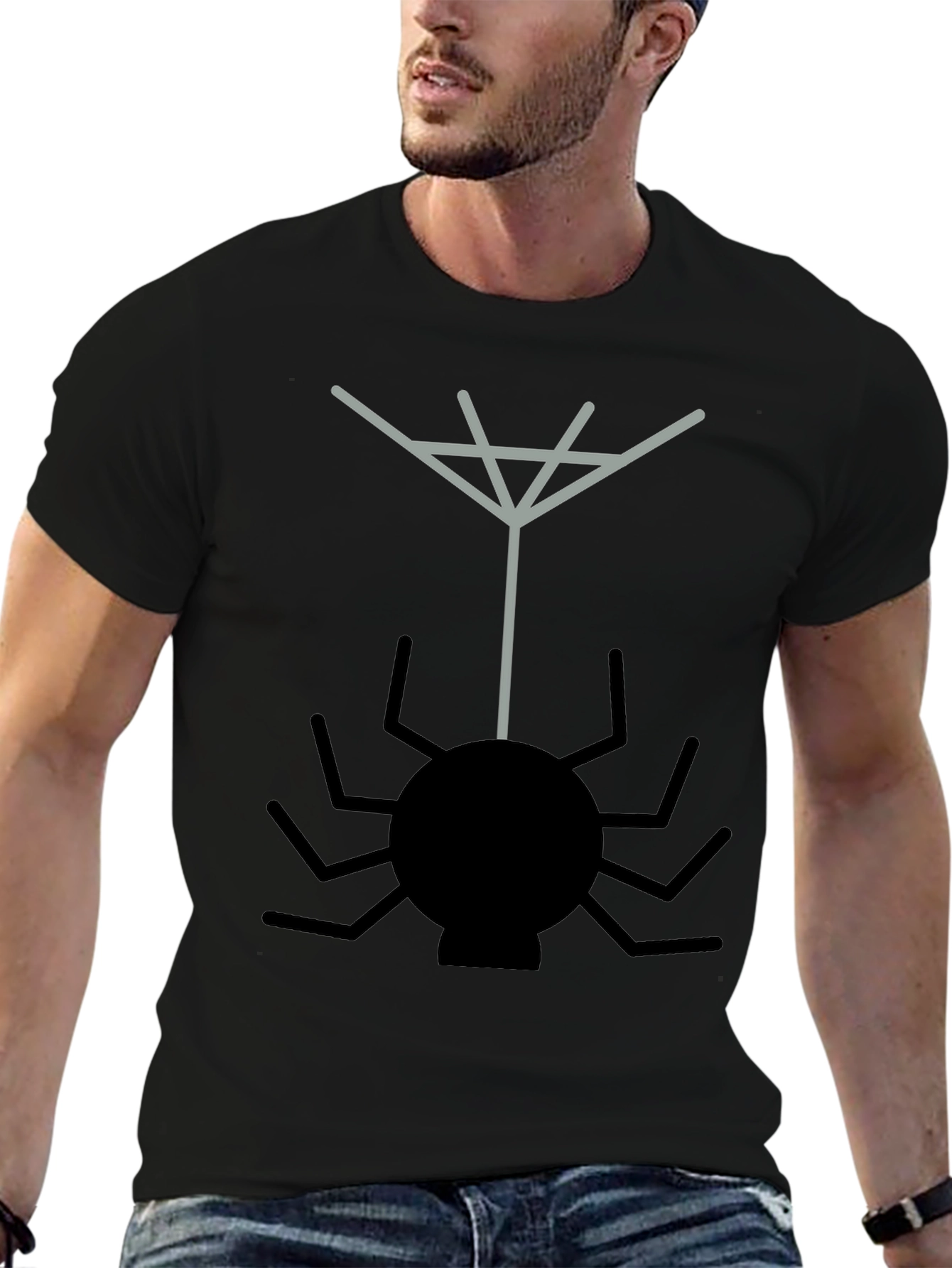 Spider Web Graphic Tee - Black Casual T-Shirt