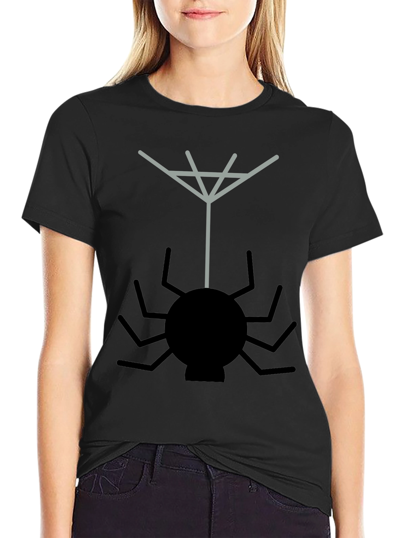 Spider Web Graphic Tee - Black Casual T-Shirt