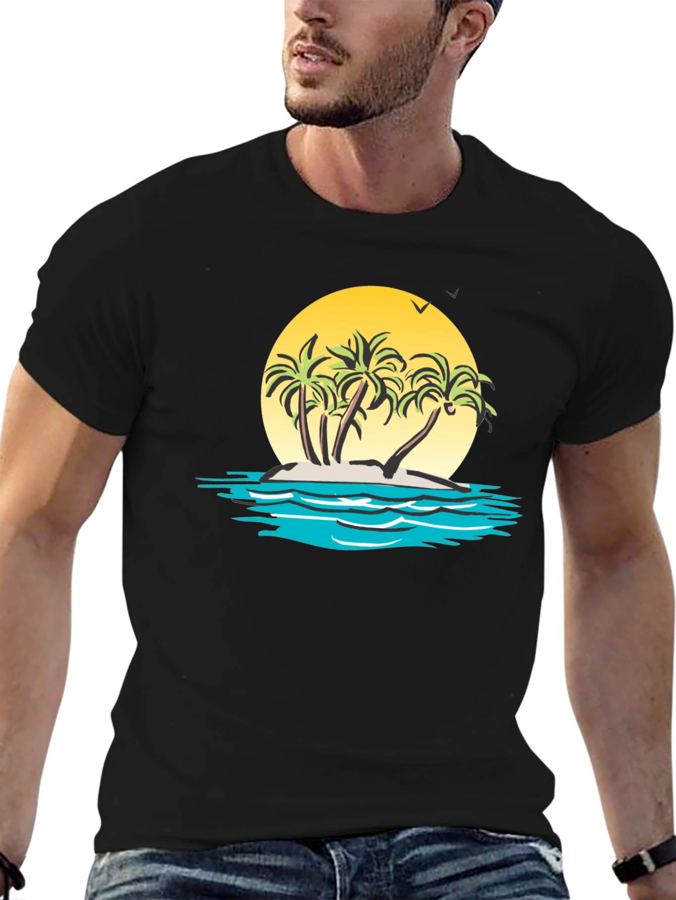 Island Paradise T-Shirt - Black Graphic Tee