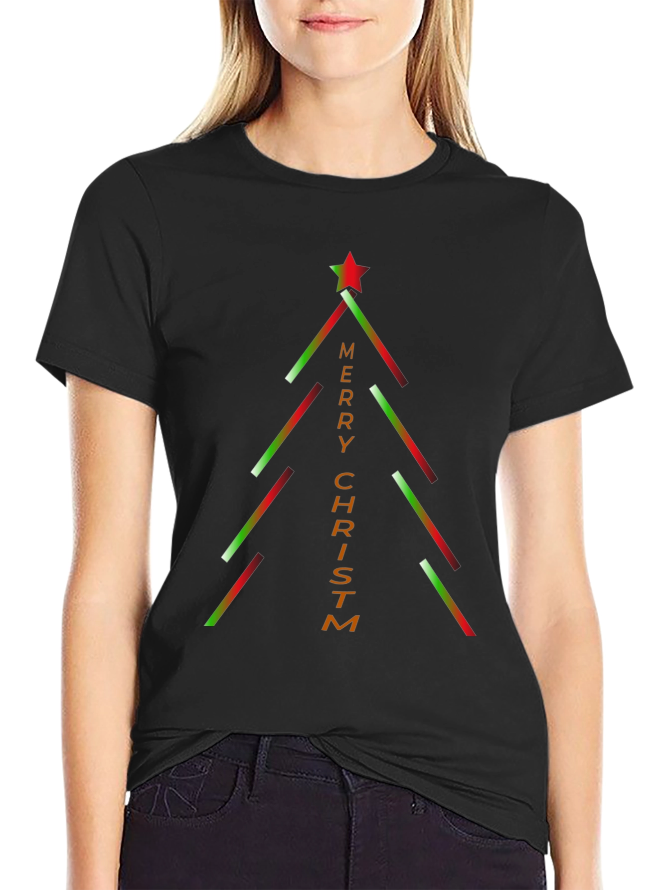 Merry Christm-as Christmas Tree Graphic T-Shirt