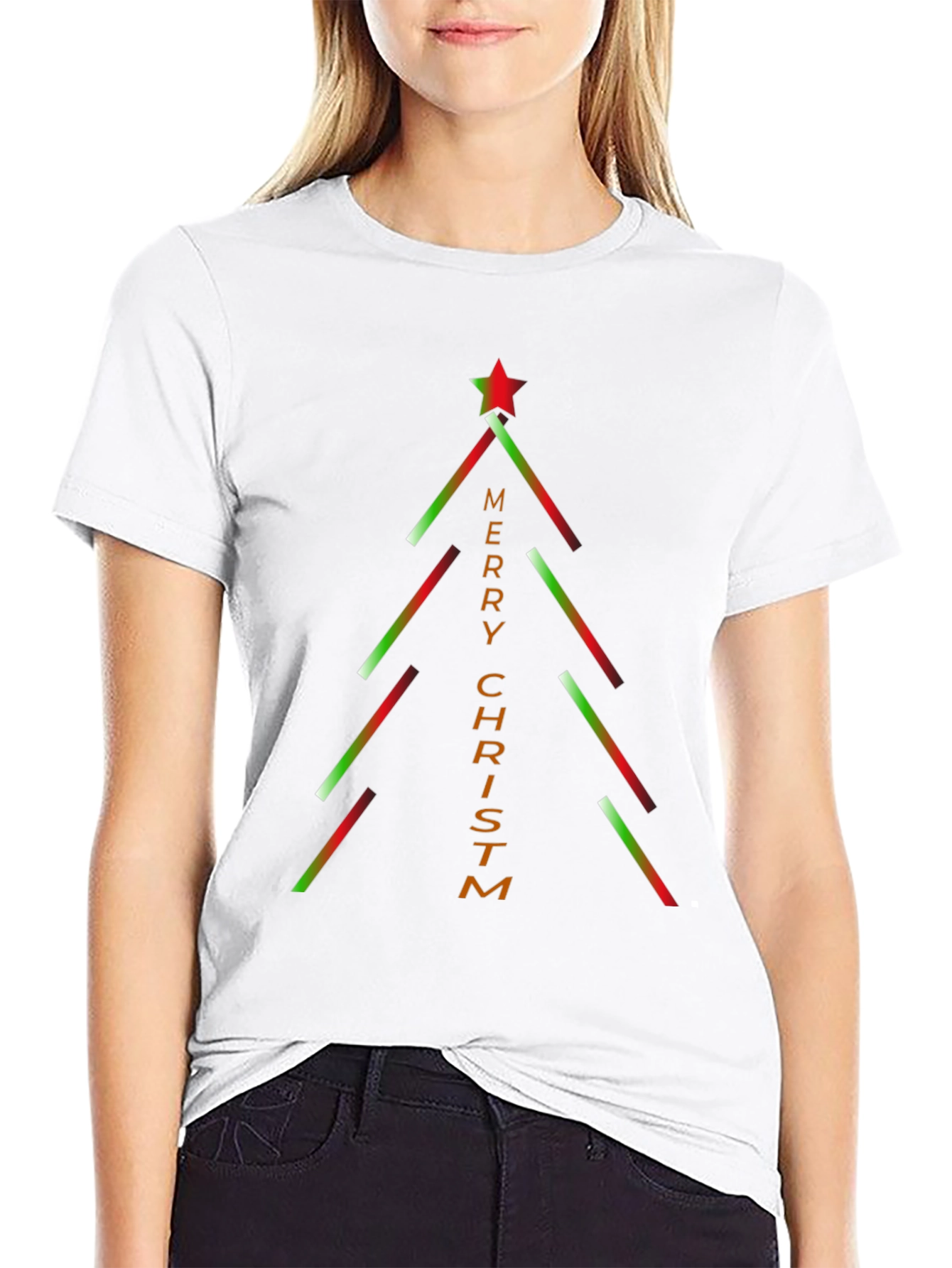 Merry Christm-as Christmas Tree Graphic T-Shirt