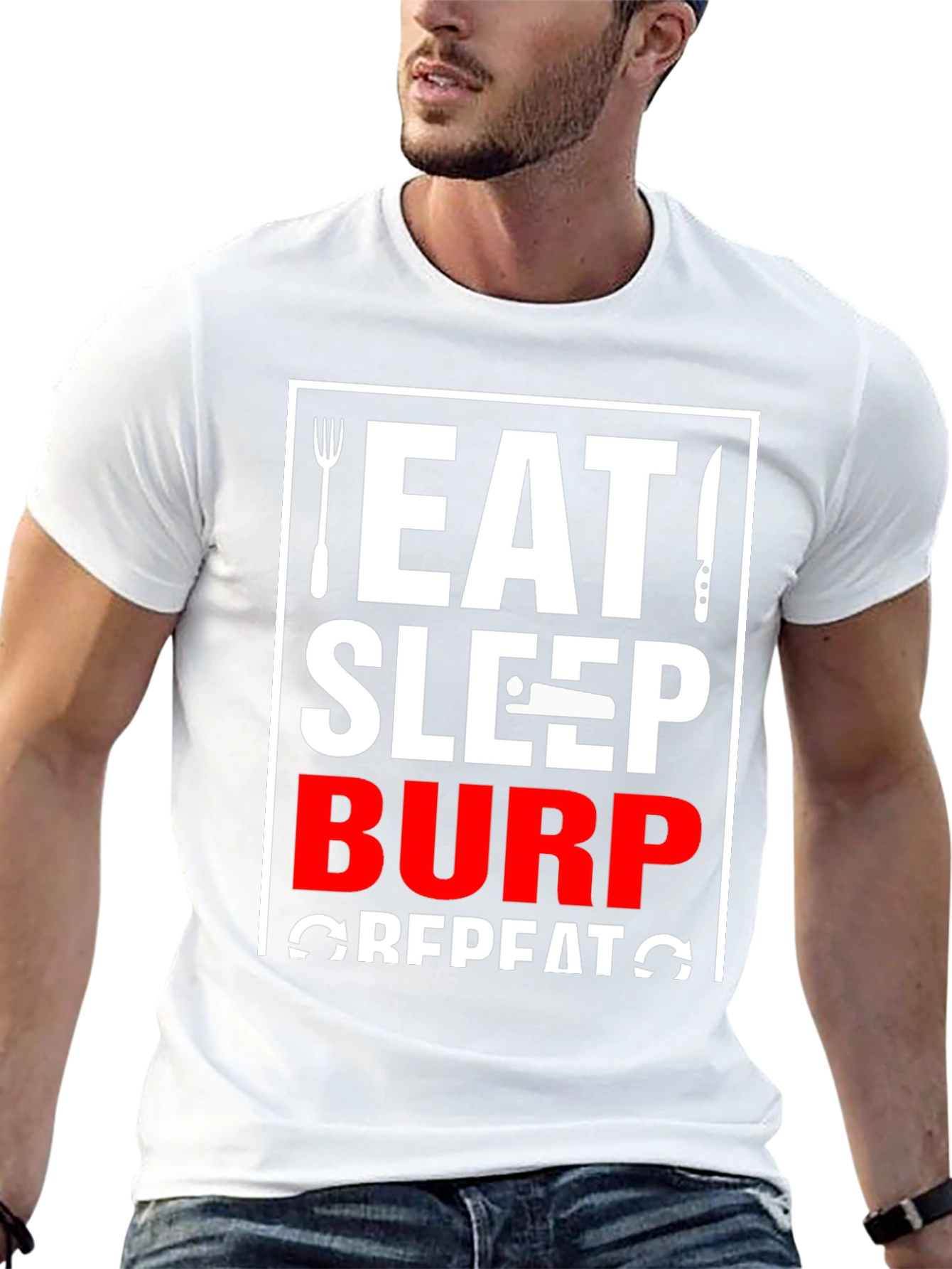 Eat Sleep Burp Repeat Graphic Tee