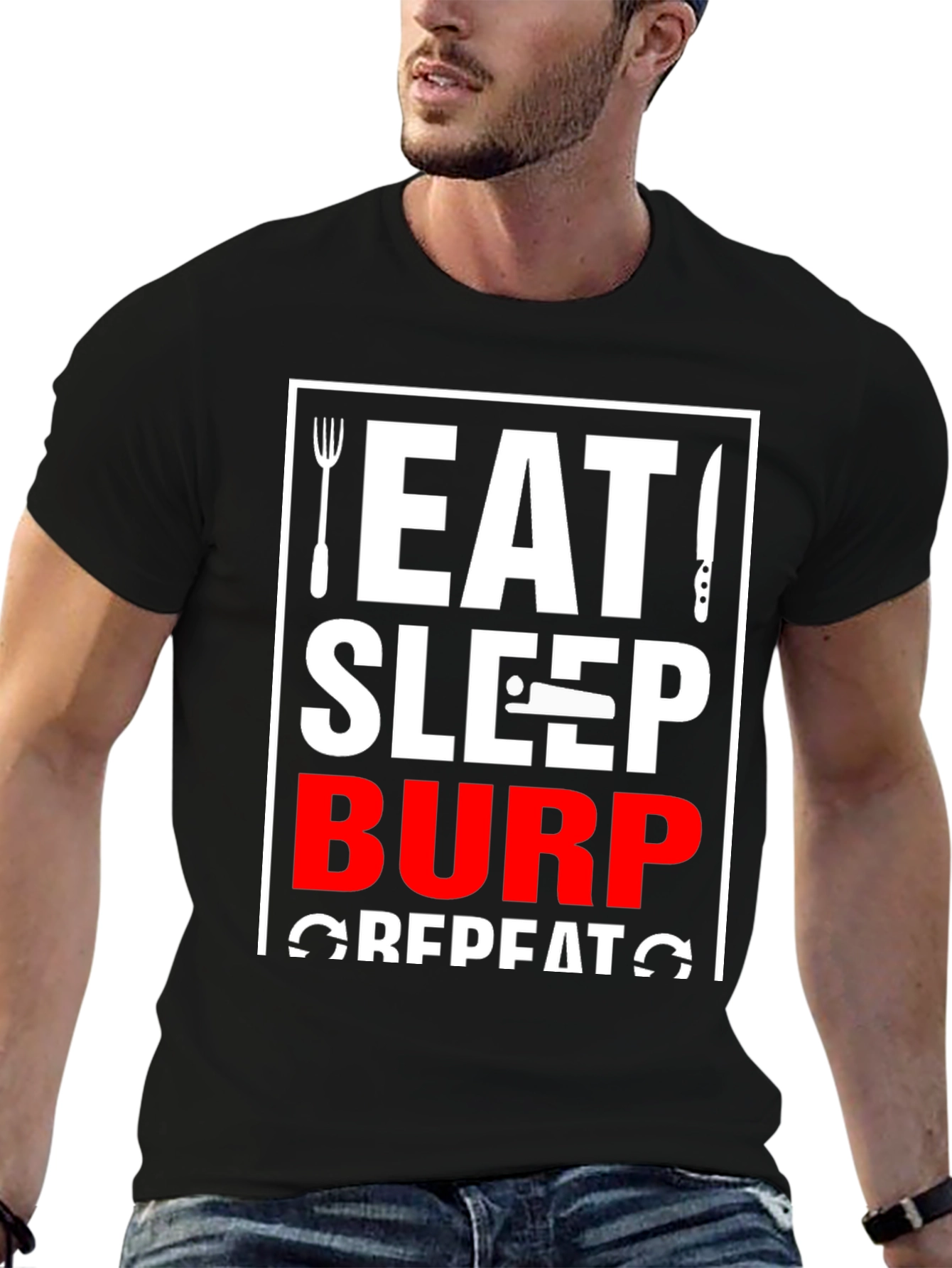 Eat Sleep Burp Repeat Graphic Tee