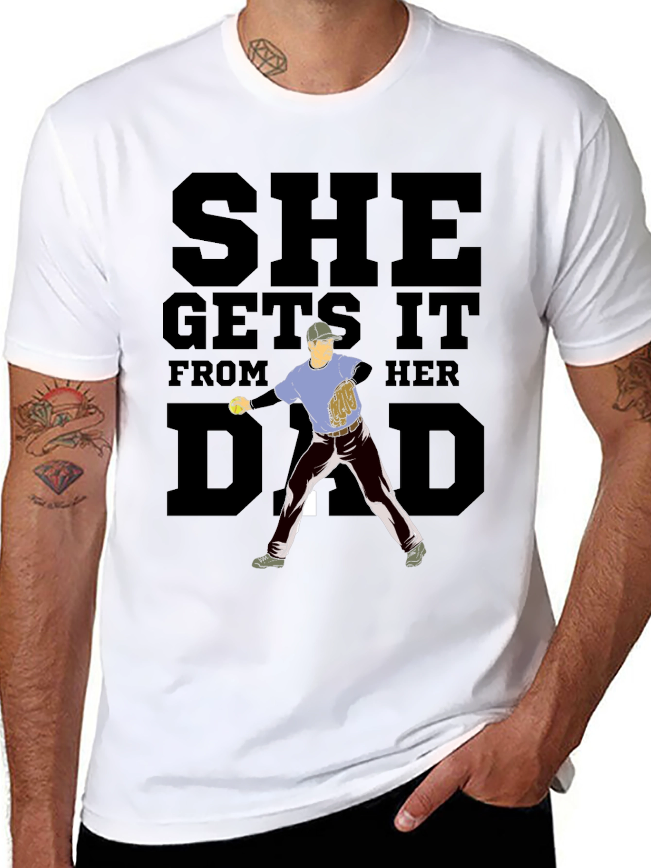 She Gets It From Her Dad Baseball T-Shirt