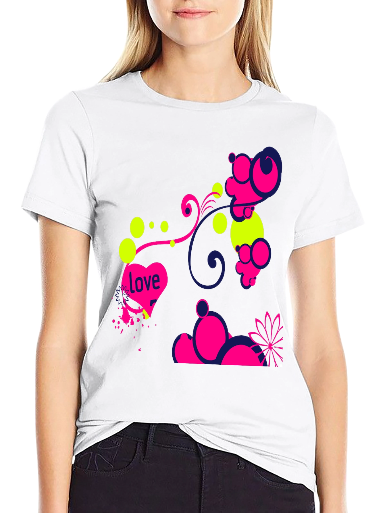 Funky Love Design Black T-Shirt