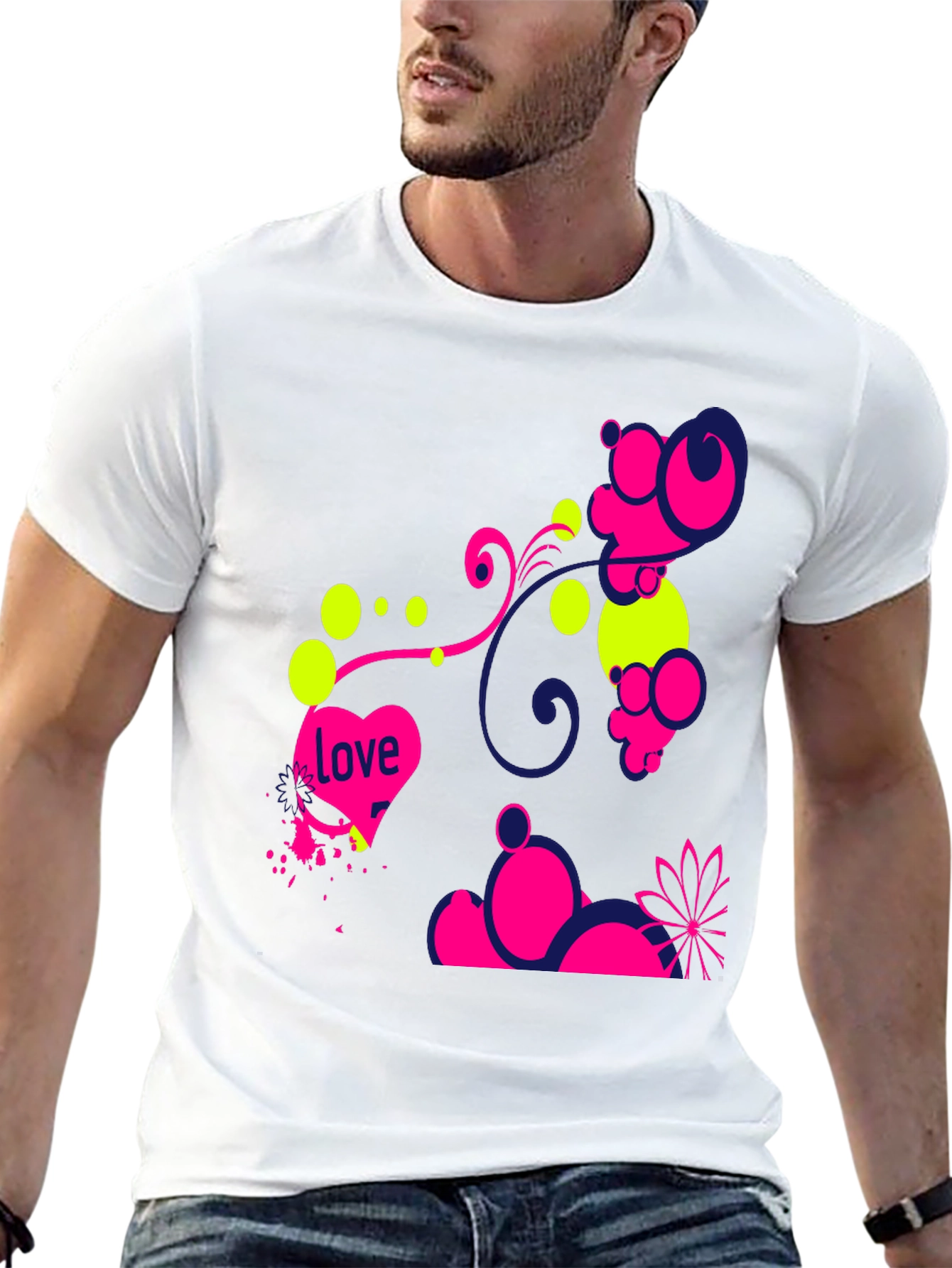 Funky Love Design Black T-Shirt