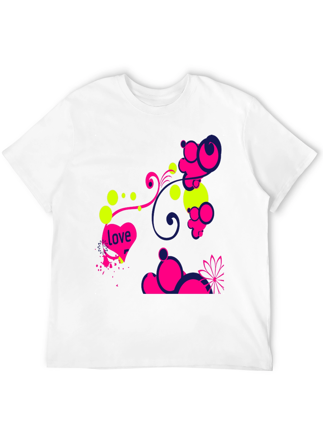 Funky Love Design Black T-Shirt