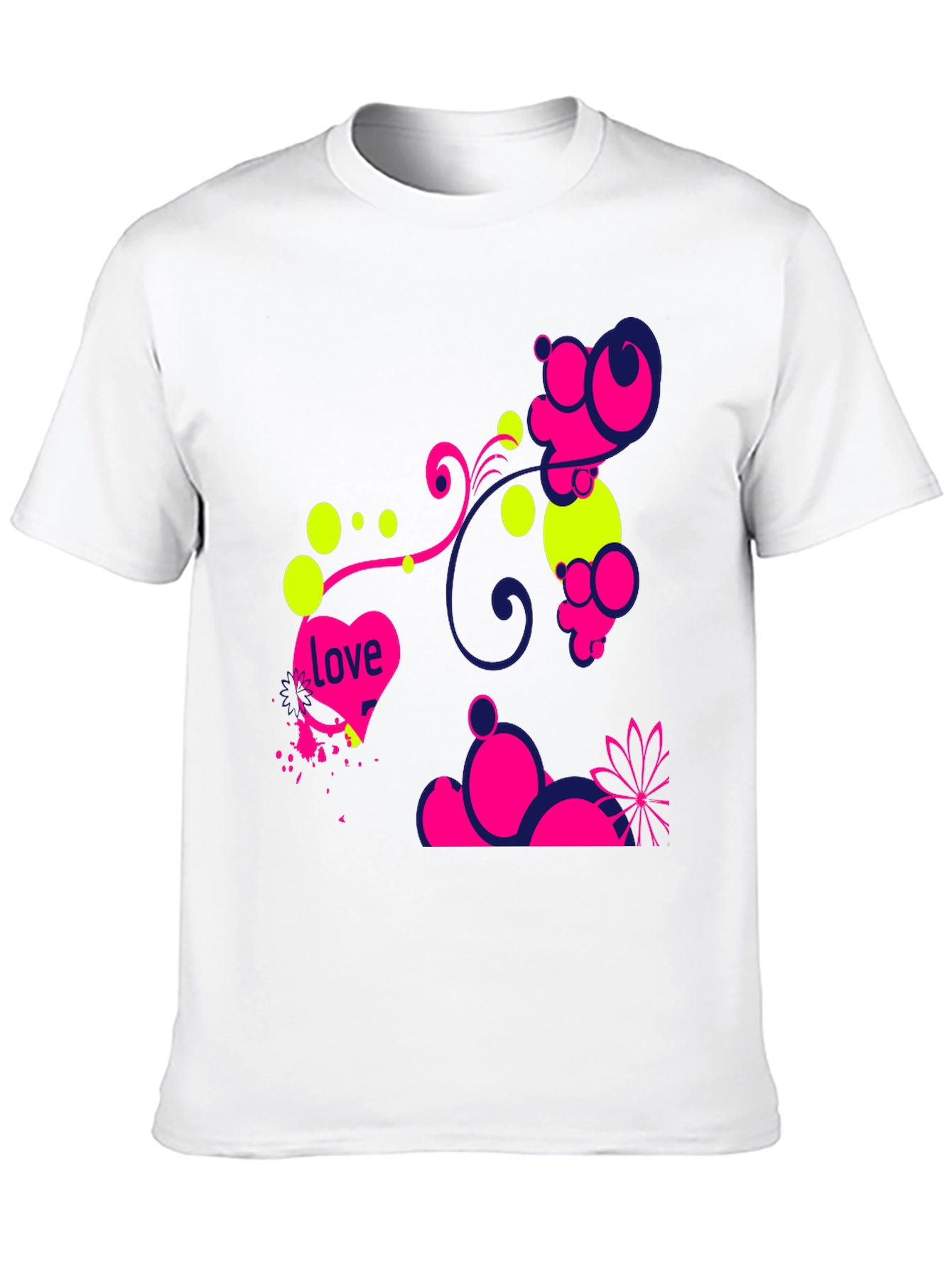 Funky Love Design Black T-Shirt