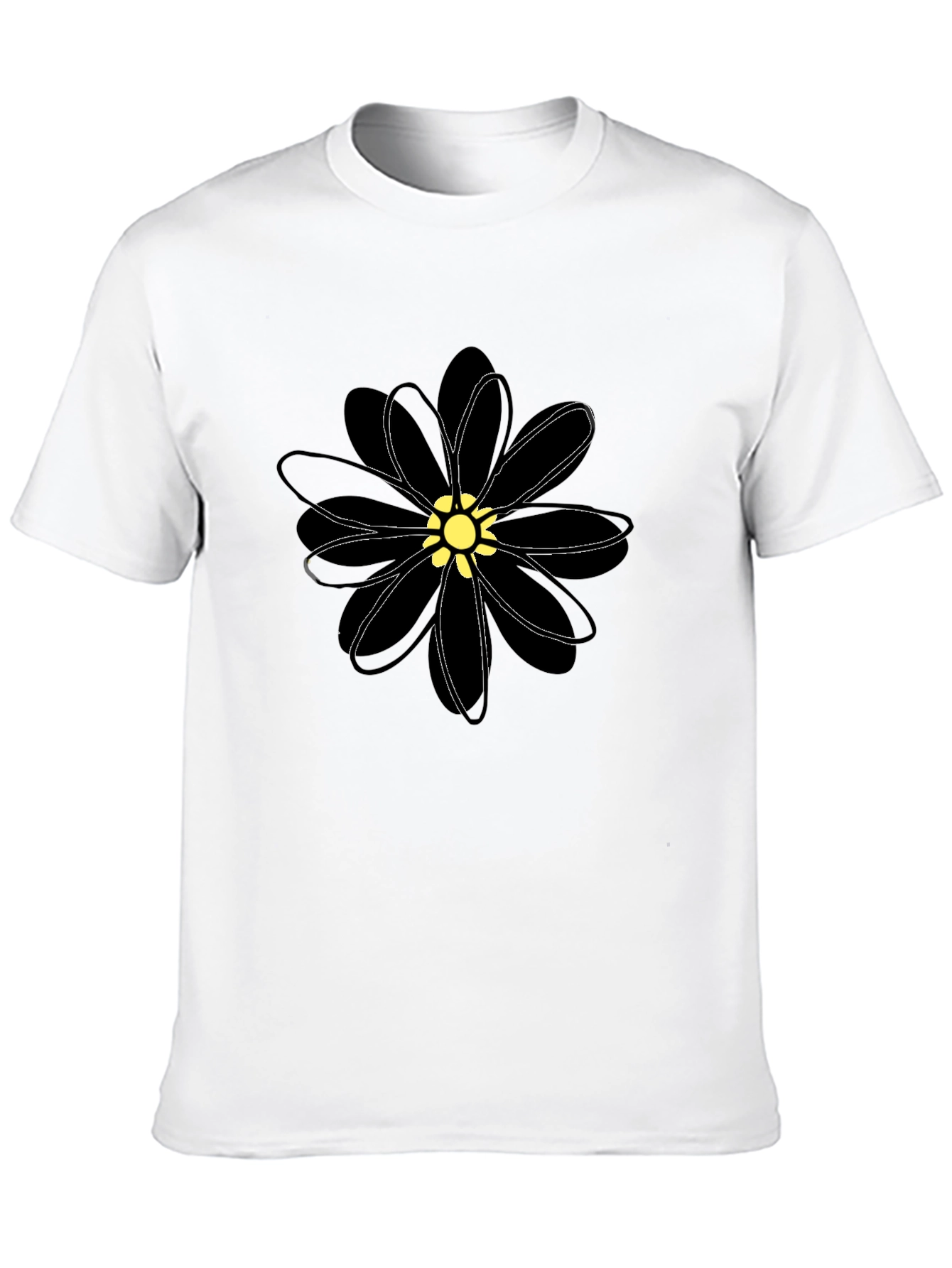 Black Flower Graphic T-Shirt - Casual Comfort