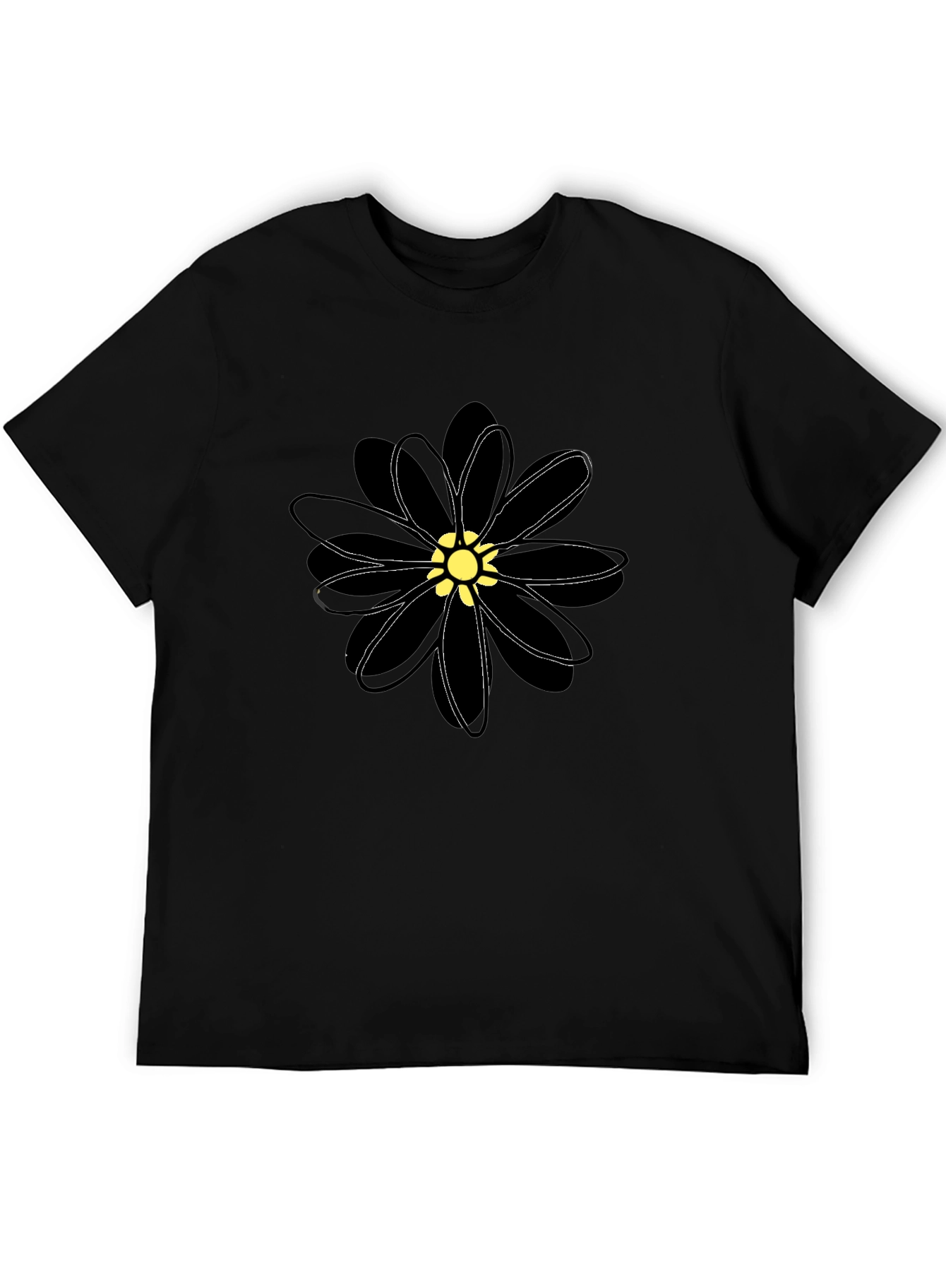 Black Flower Graphic T-Shirt - Casual Comfort
