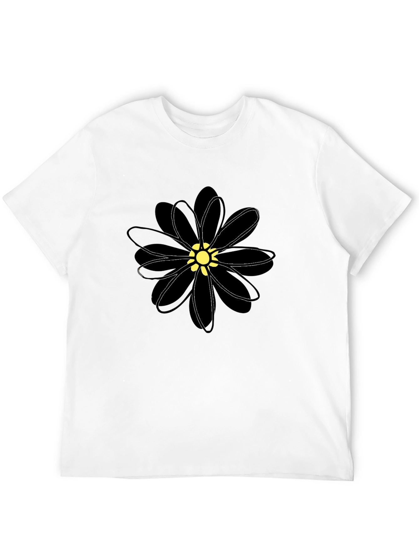 Black Flower Graphic T-Shirt - Casual Comfort