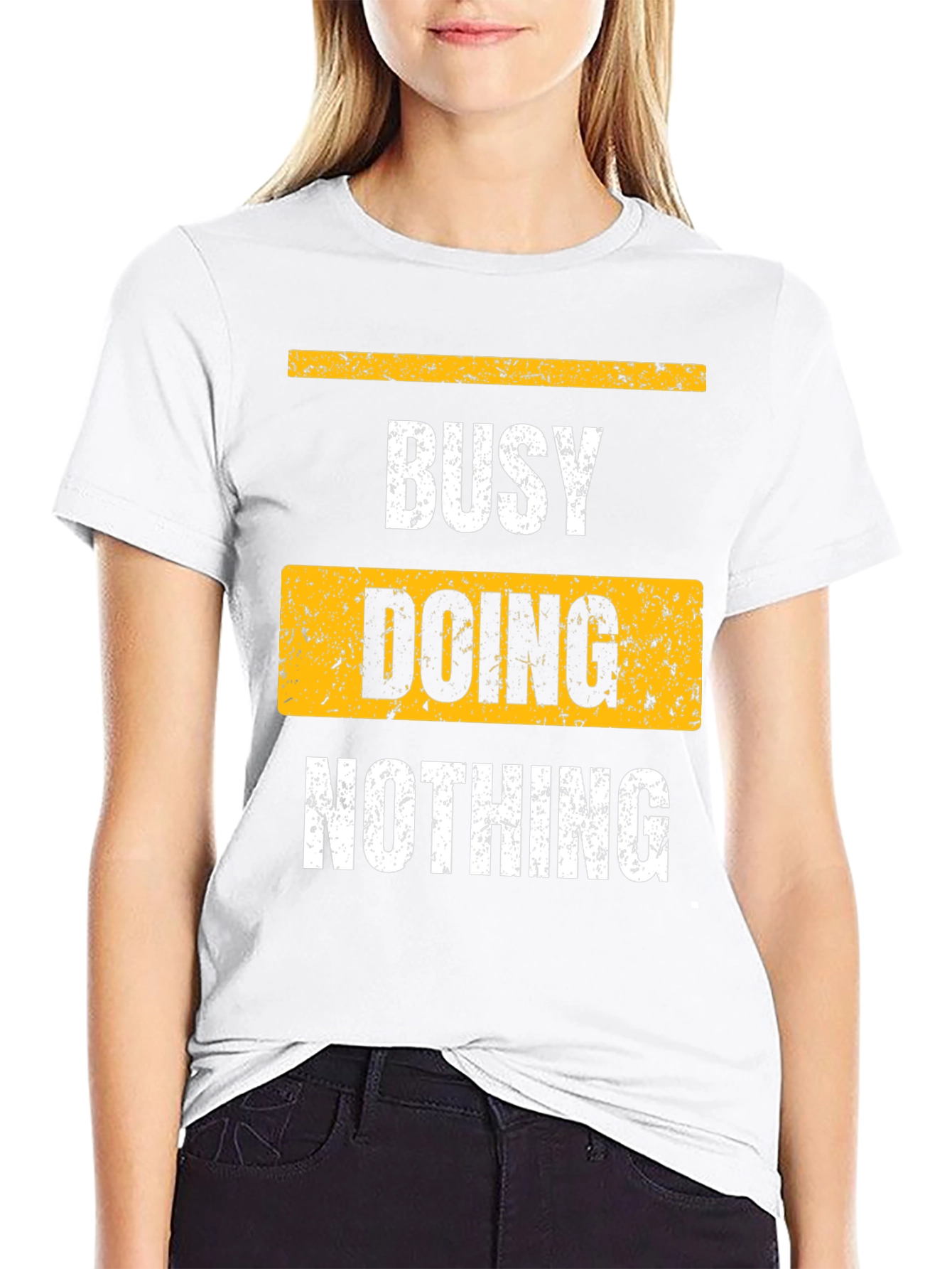 Busy Doing Nothing Black Graphic T-Shirt